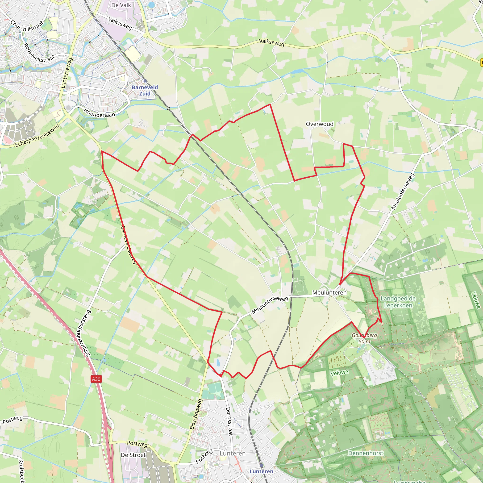 Meulunterensche Veld and De Driesingel Loop mobile static map