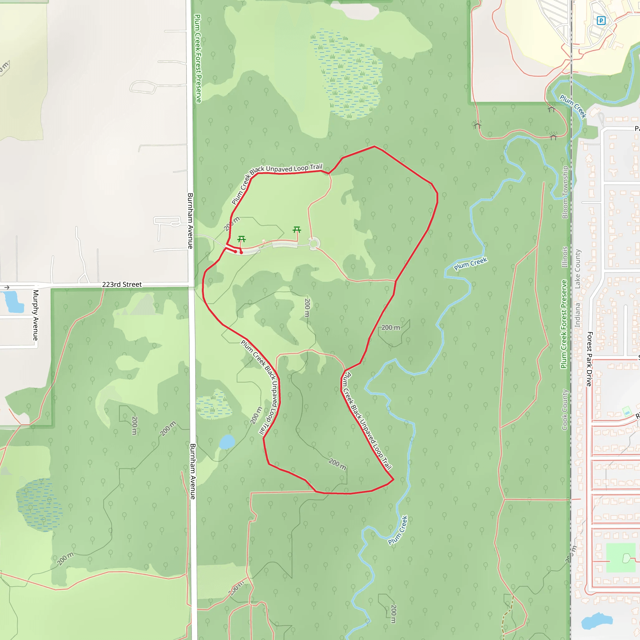 Plum Creek Black Unpaved Loop Trail mobile static map