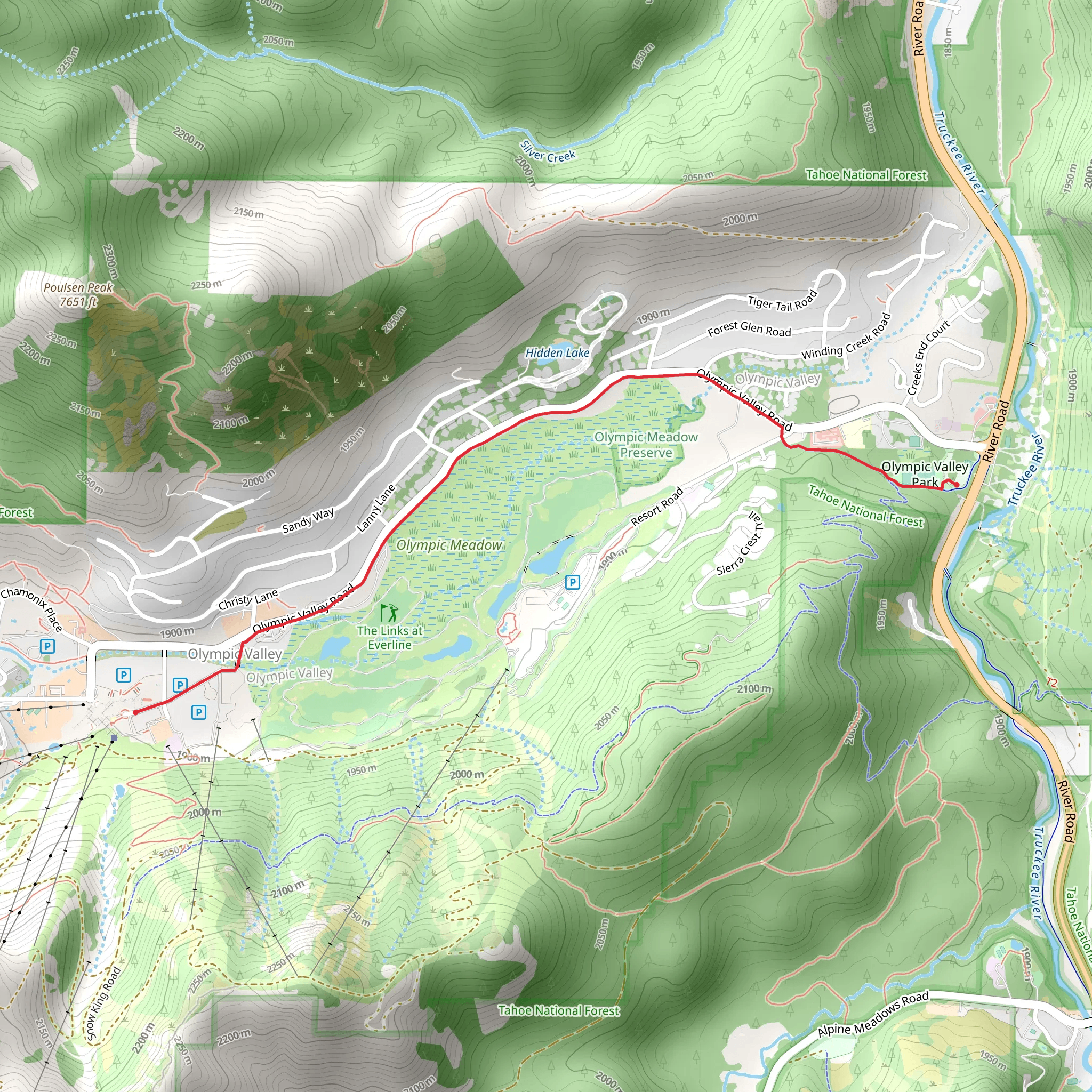 Squaw Valley Trail mobile static map