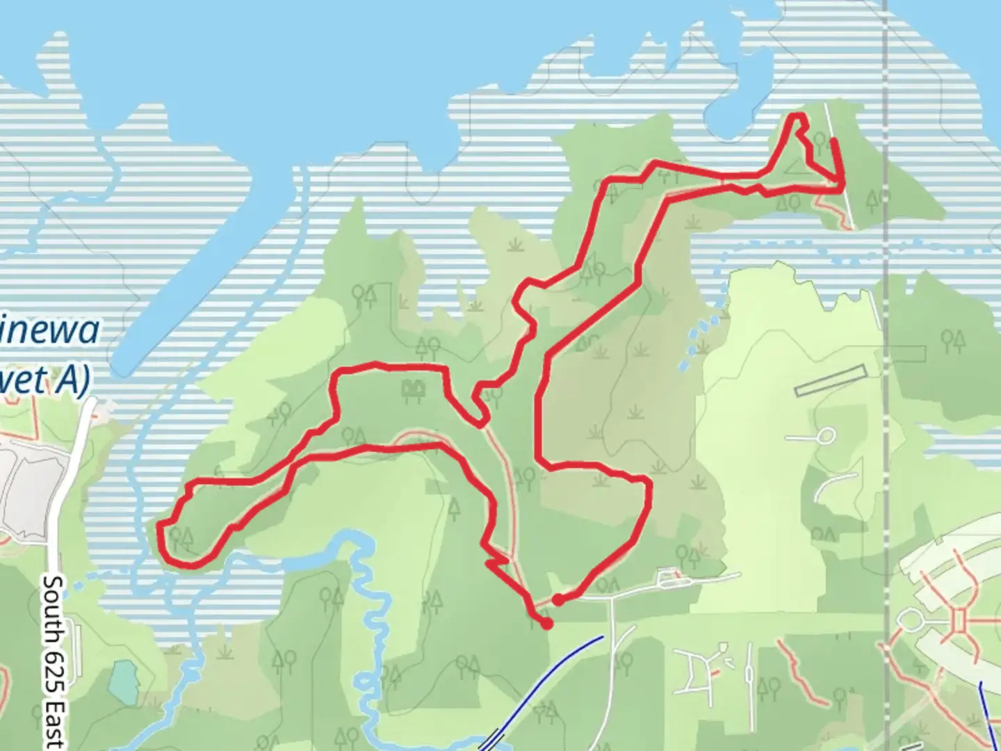 An image depicting the trail Blue Heron Trail Loop and its surrounding area.