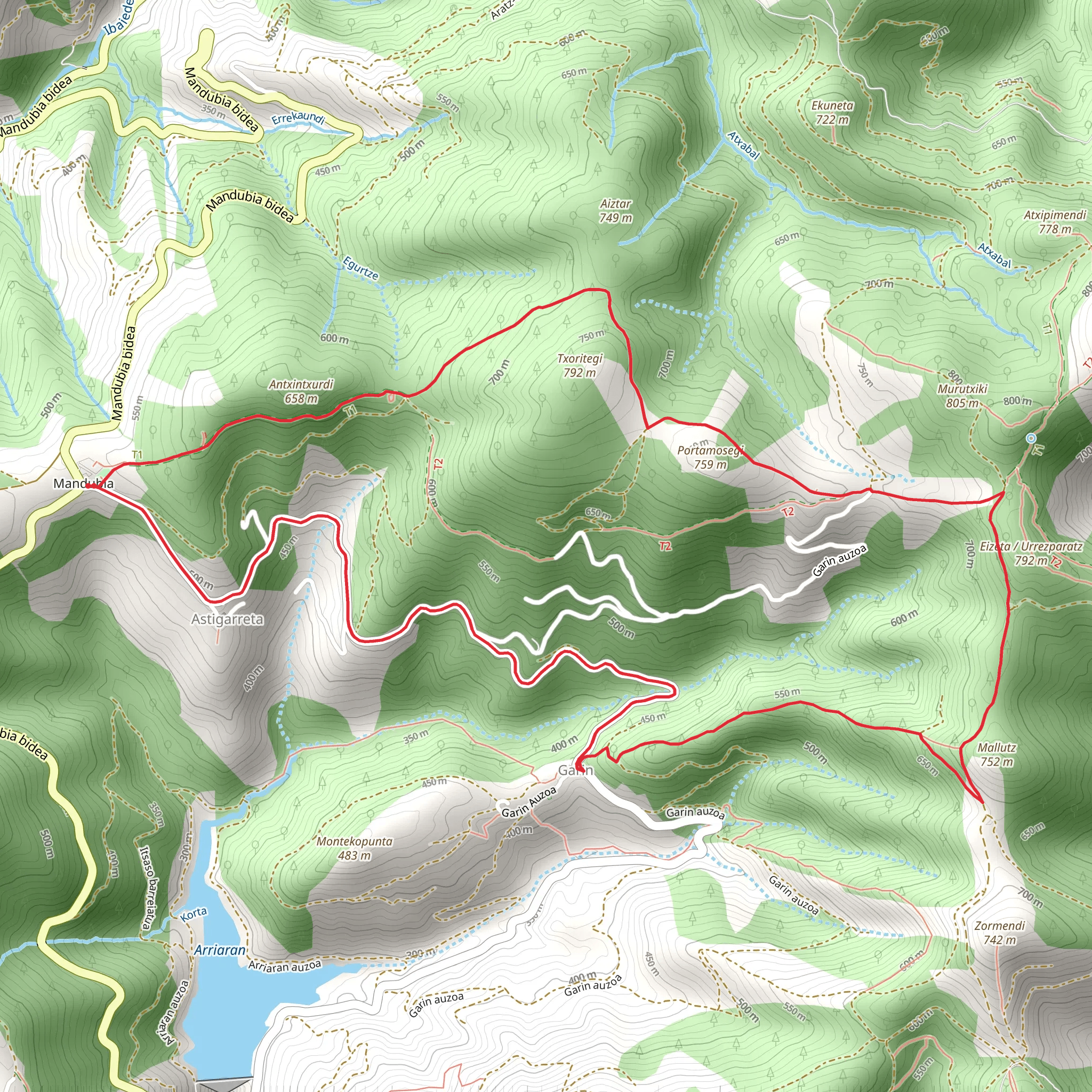 Mandubia - Larrarte - Garín - Astigarreta - Mandubia PR GI 55 mobile static map