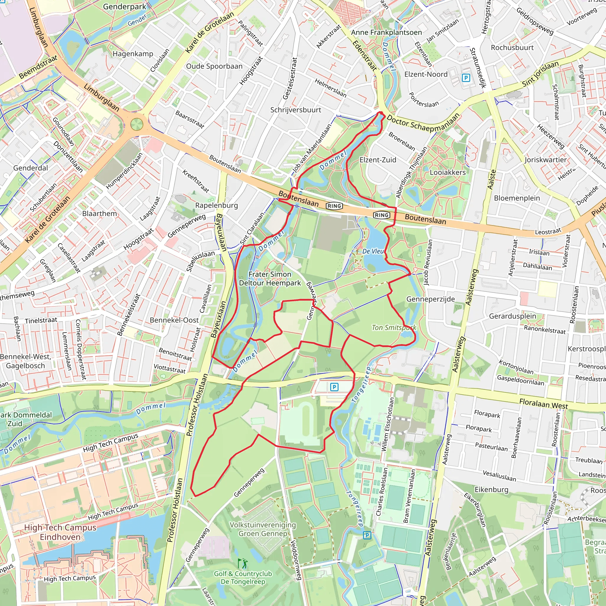 Dommelplantsoen, De Vleut and Oud - Gestel Loop mobile static map