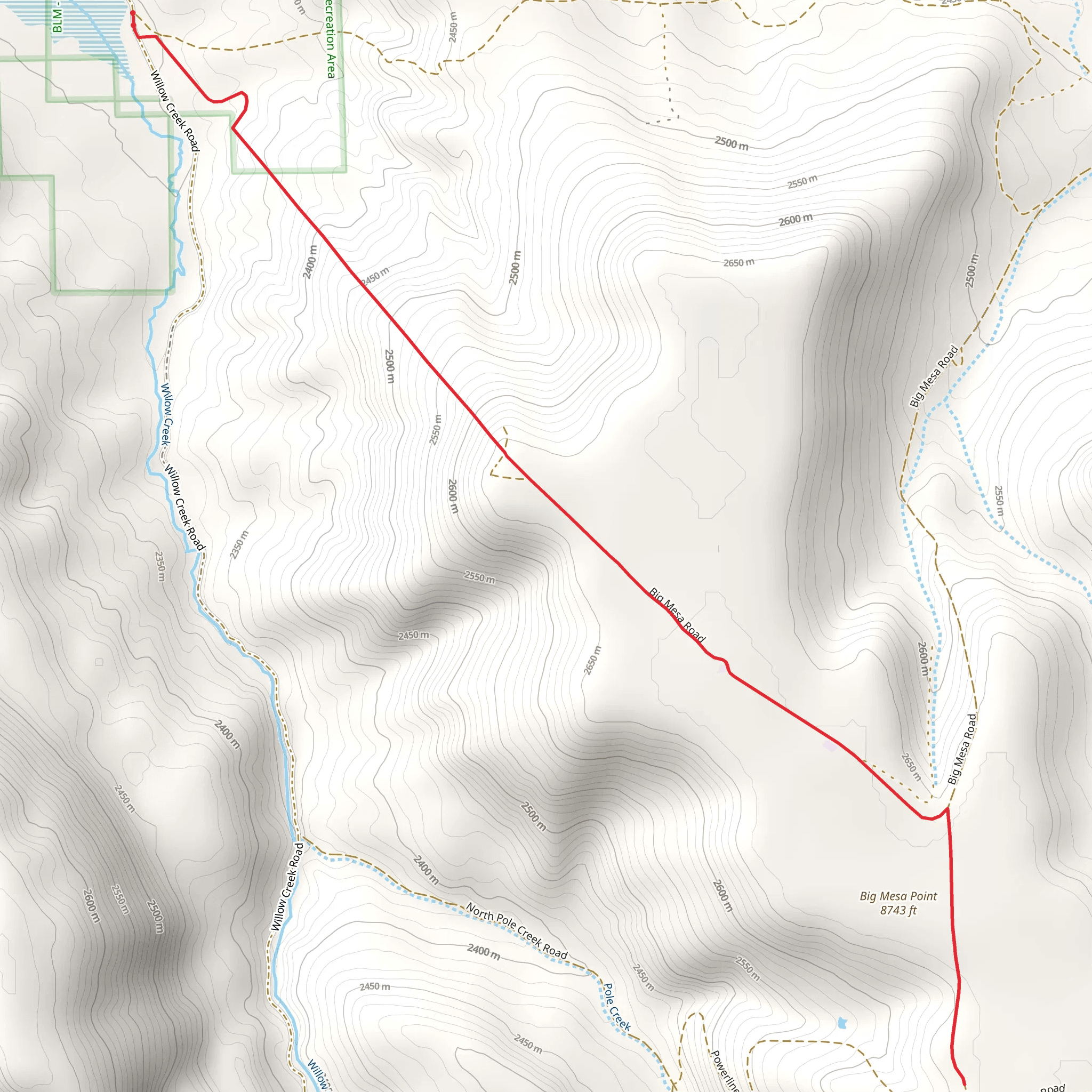Big Mesa Road mobile static map