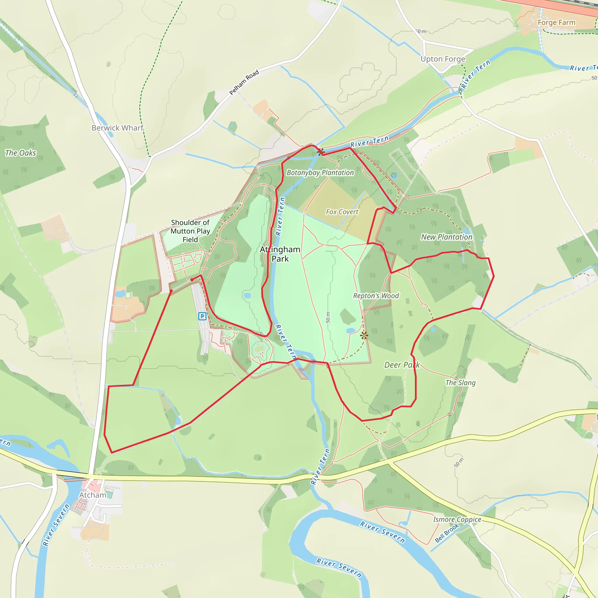 Attingham Park Loop mobile static map