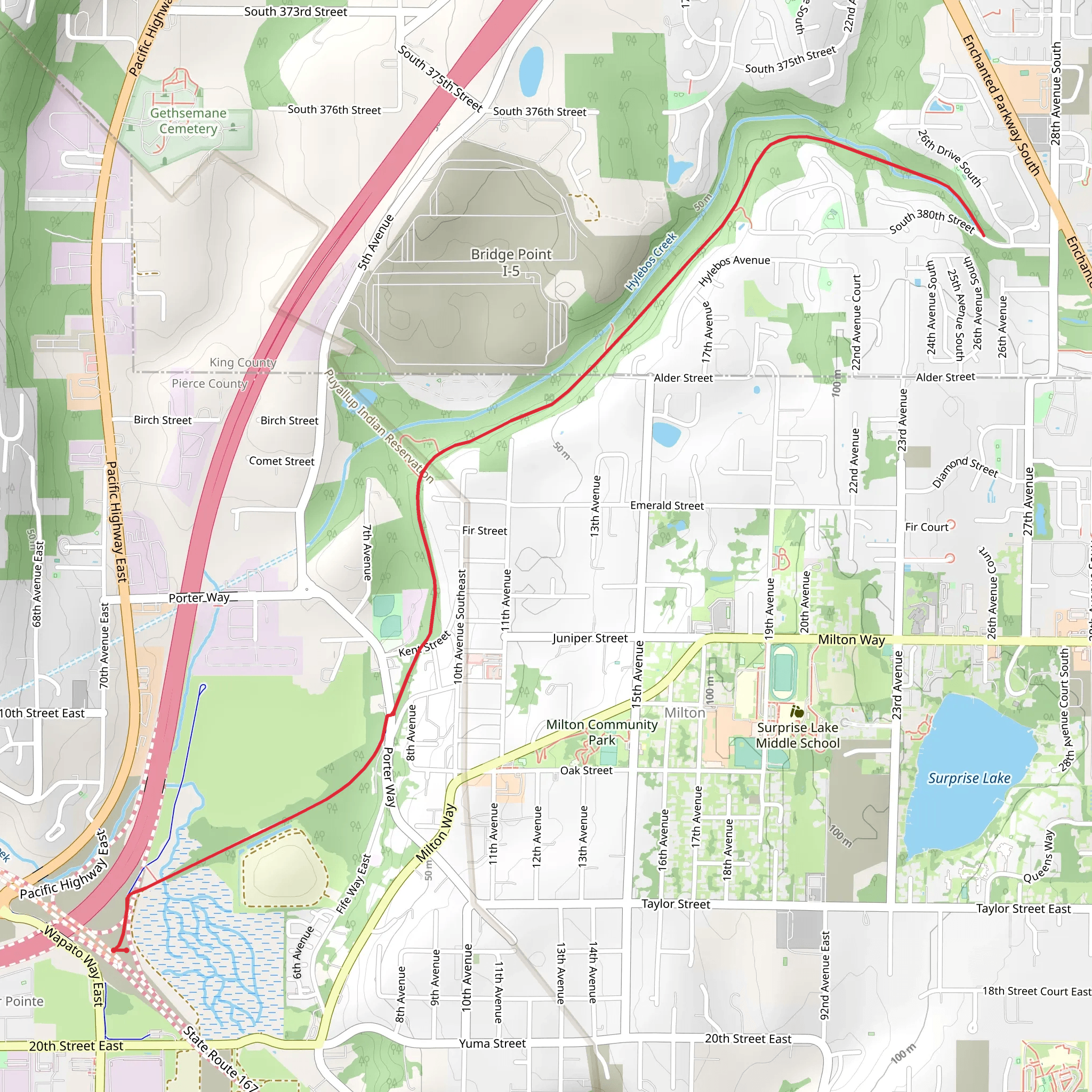 Milton Interurban Trail mobile static map