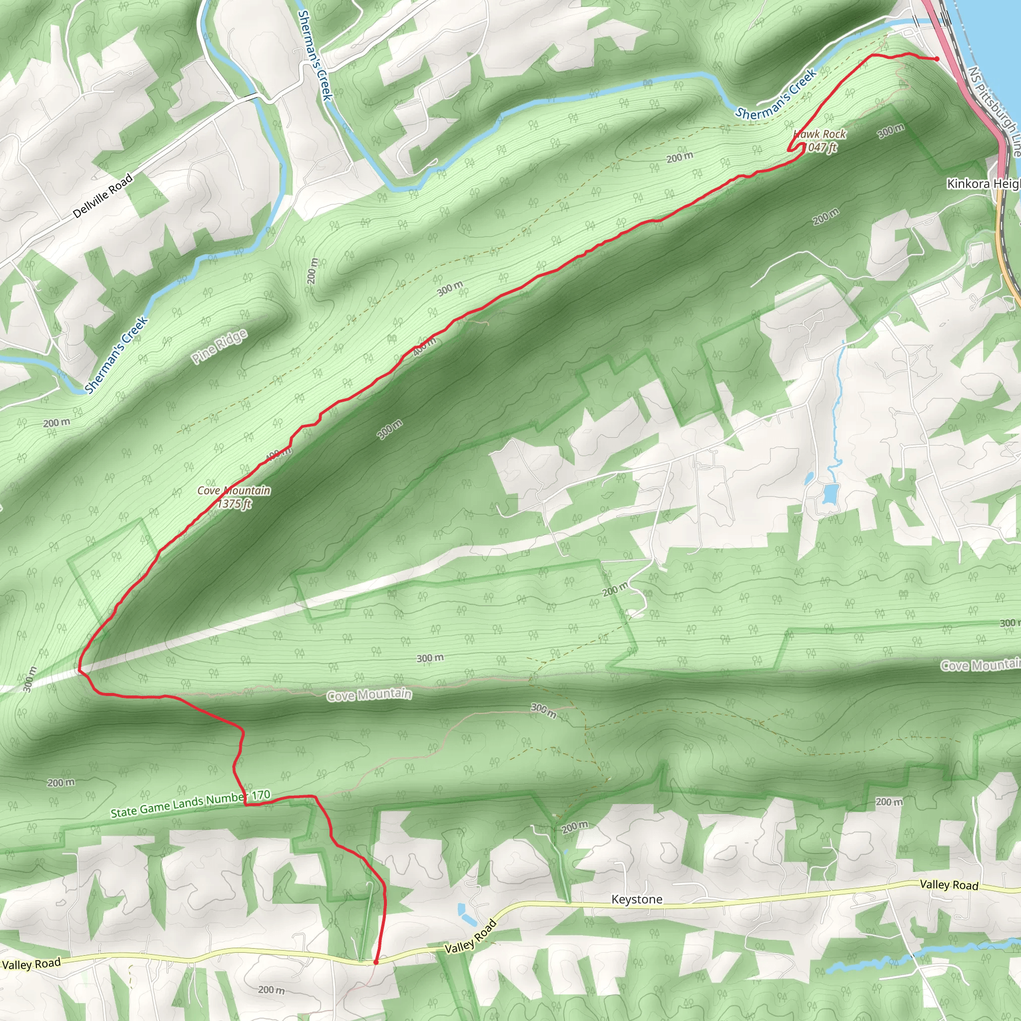 Cove Mountain to Hawk Rock via Appalachian National Scenic Trail mobile static map