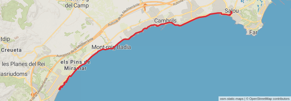 GR 92 Sendero del Mediterráneo Cataluña stage 27 Map