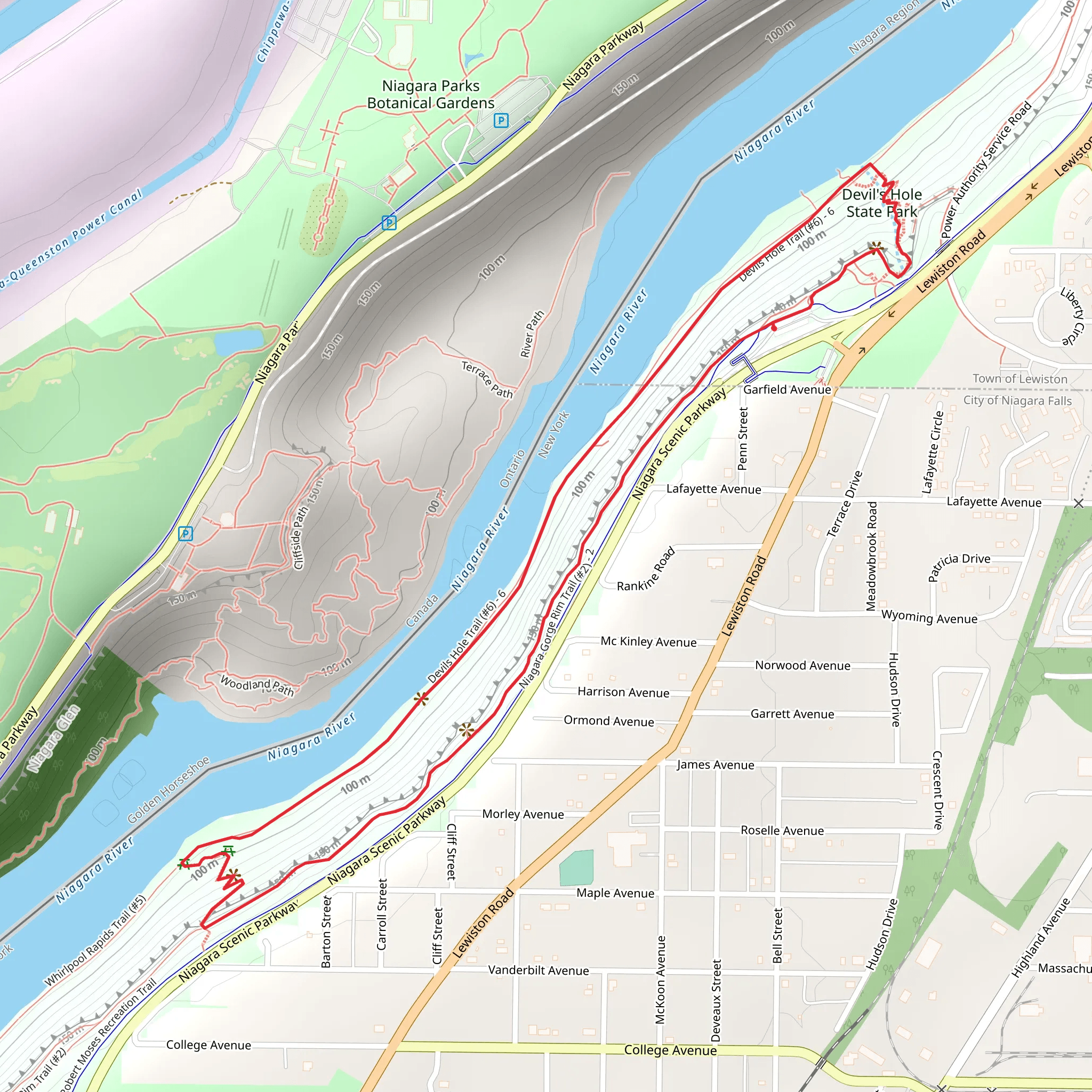 Niagara Gorge Rim Trail and Devil's Hole Trail Loop mobile static map