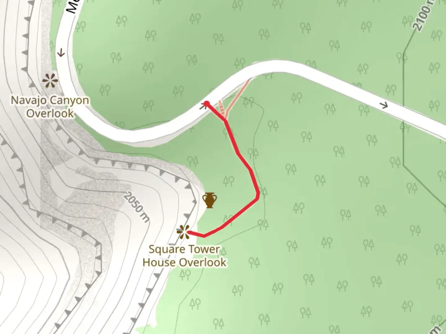 An image depicting the trail Square Tower House Overlook Trail and its surrounding area.