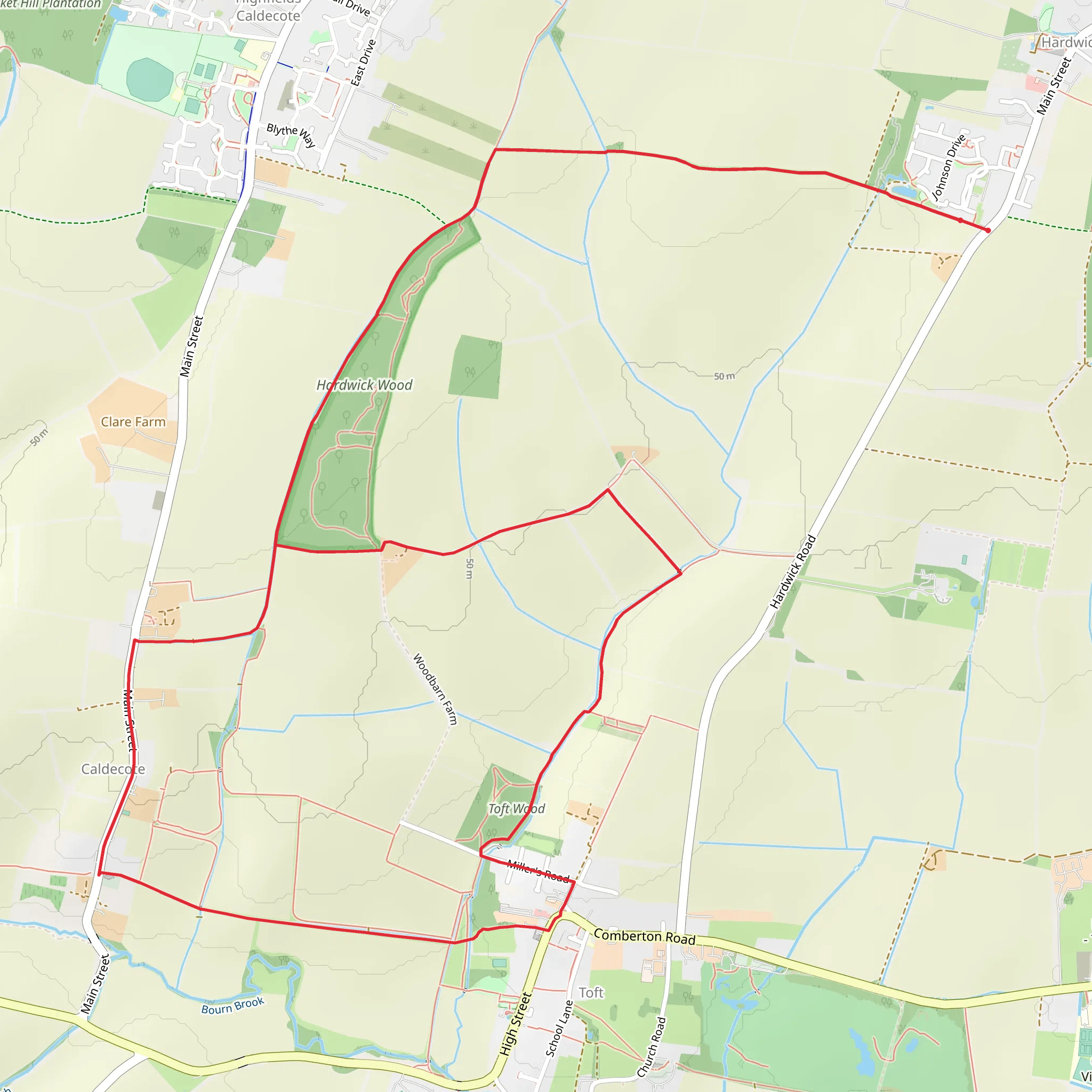 Hardwick Wood Loop mobile static map