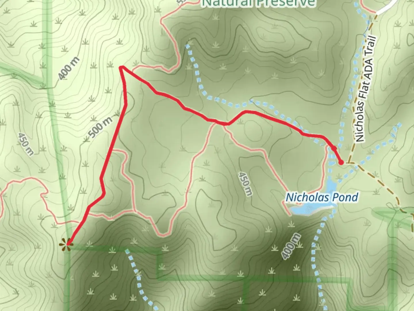 An image depicting the trail Nicholas Ridge Trail and its surrounding area.