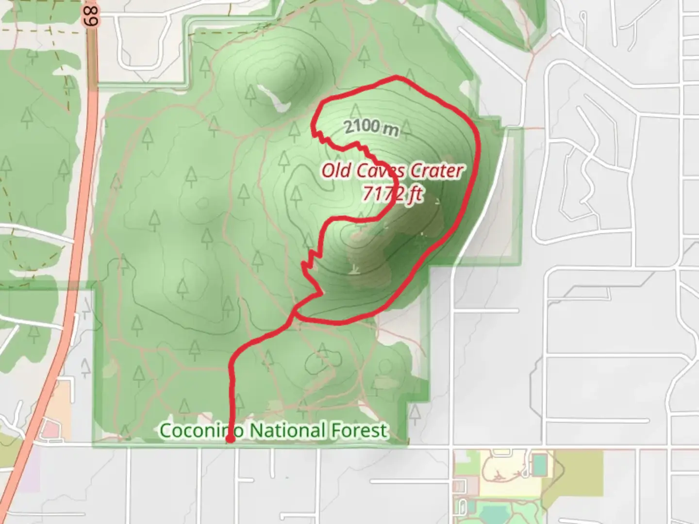An image depicting the trail Old Caves Crater Loop Trail and its surrounding area.