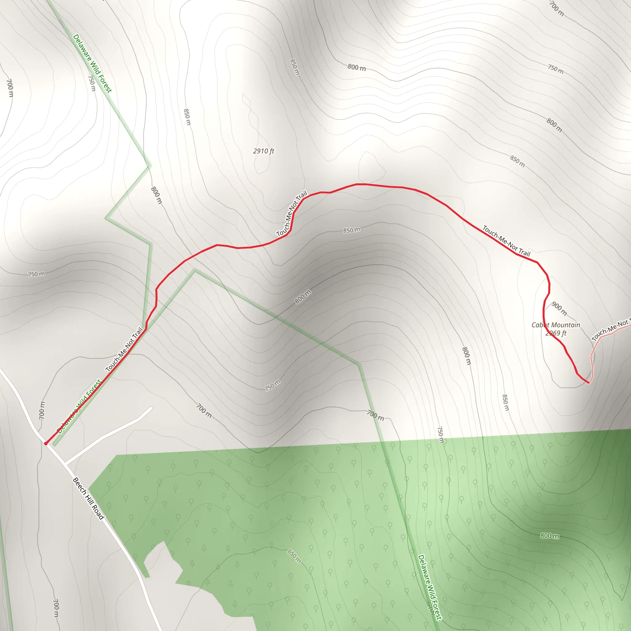 Cabot Mountain Trail mobile static map