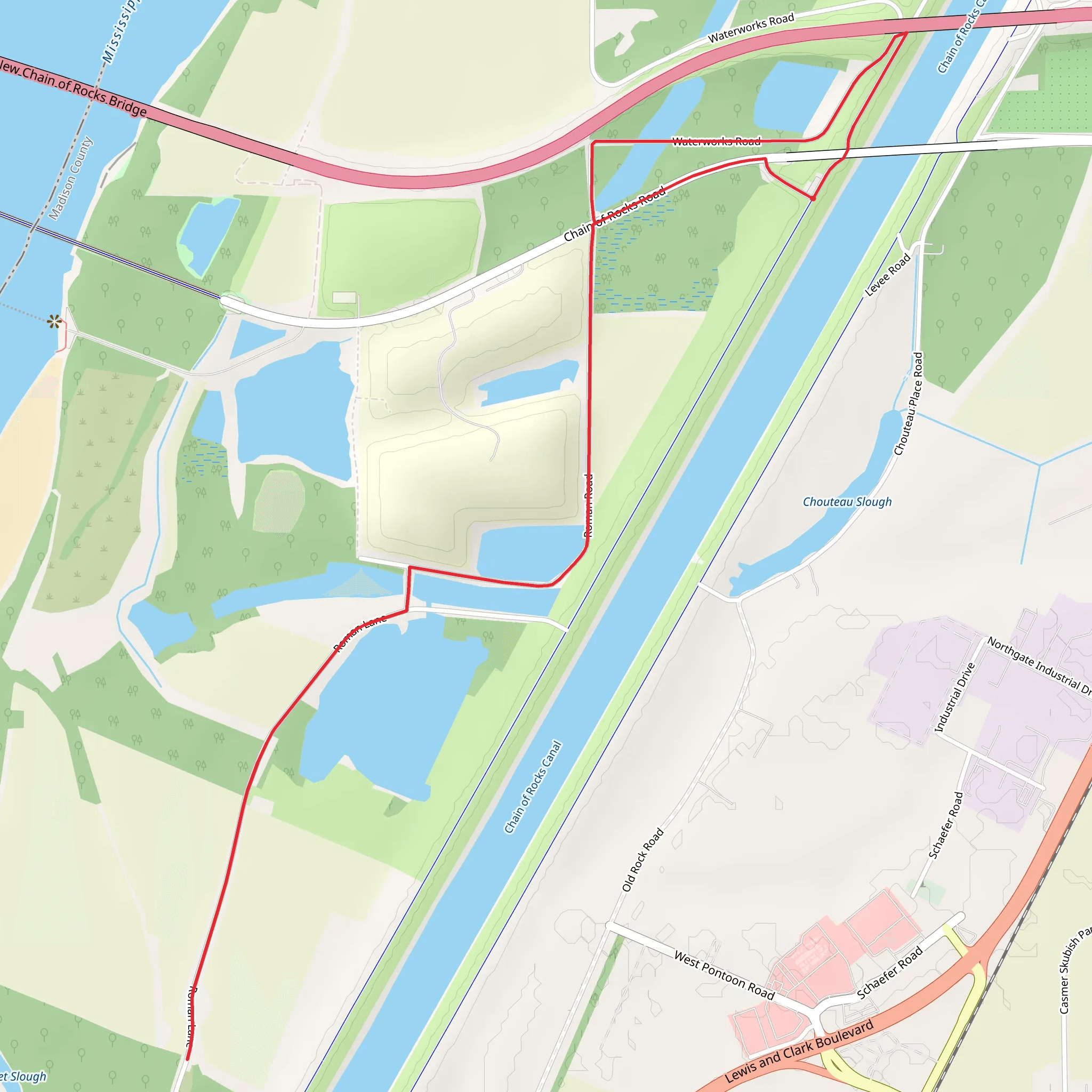 Walk along Chain of Rocks Canal mobile static map