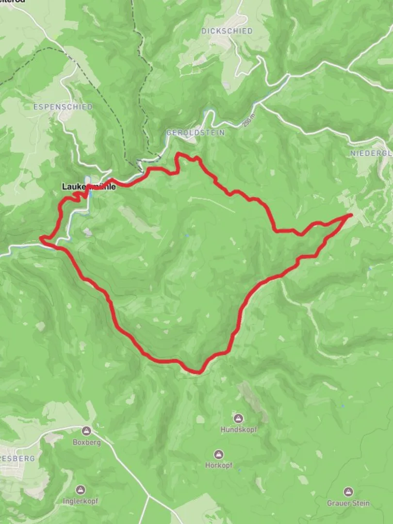 An image depicting the trail Lauksburg and Kammerburger Wald Loop and its surrounding area.