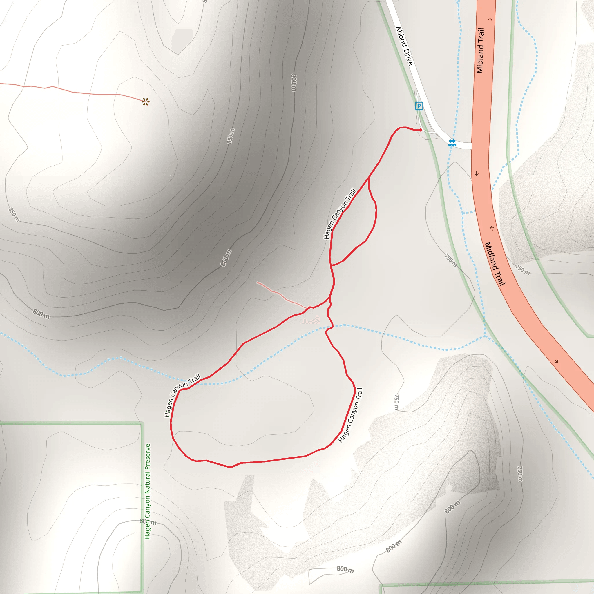 Hagen Canyon Loop Trail mobile static map