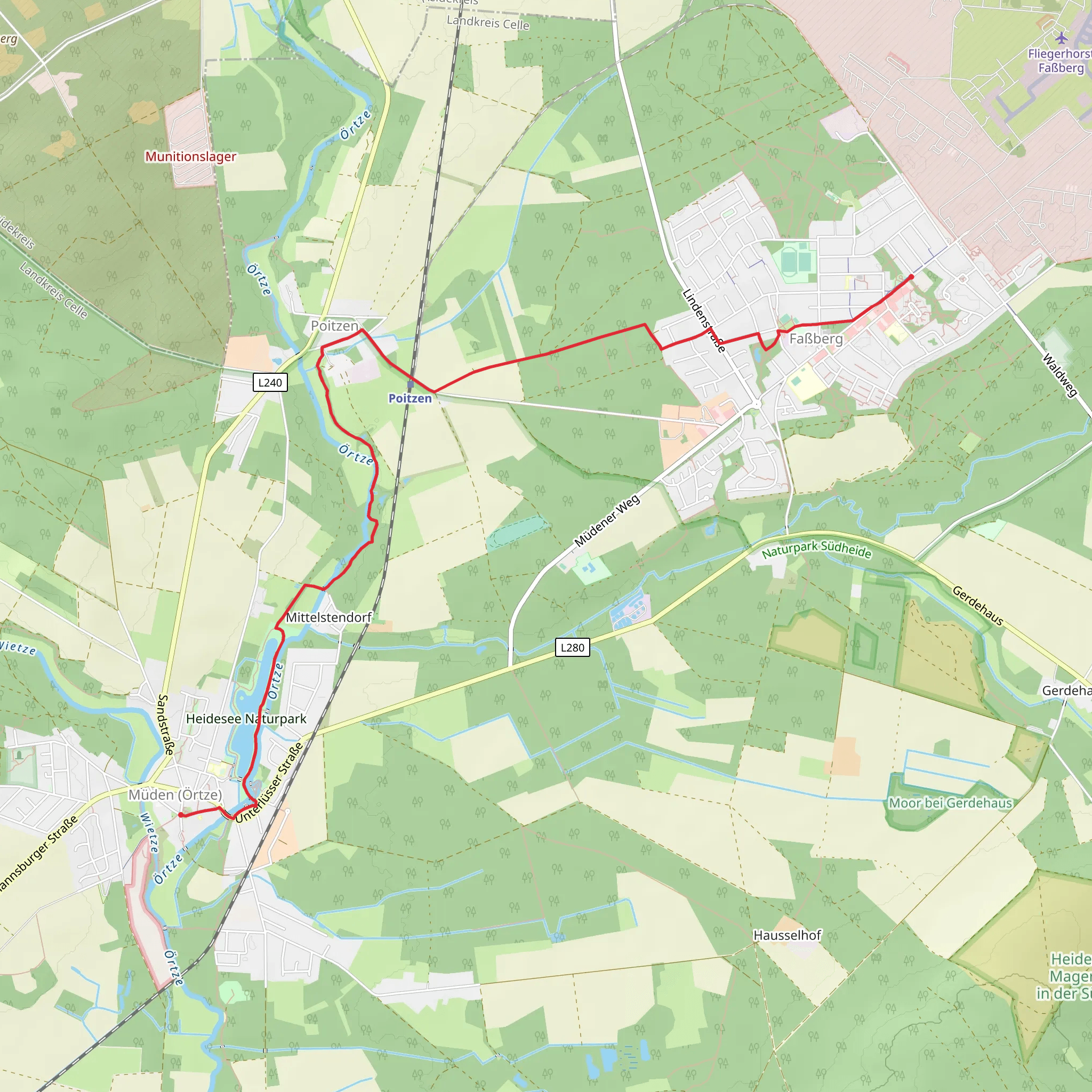 Müden to Faßberg Walk via Heideschleife Müden mobile static map