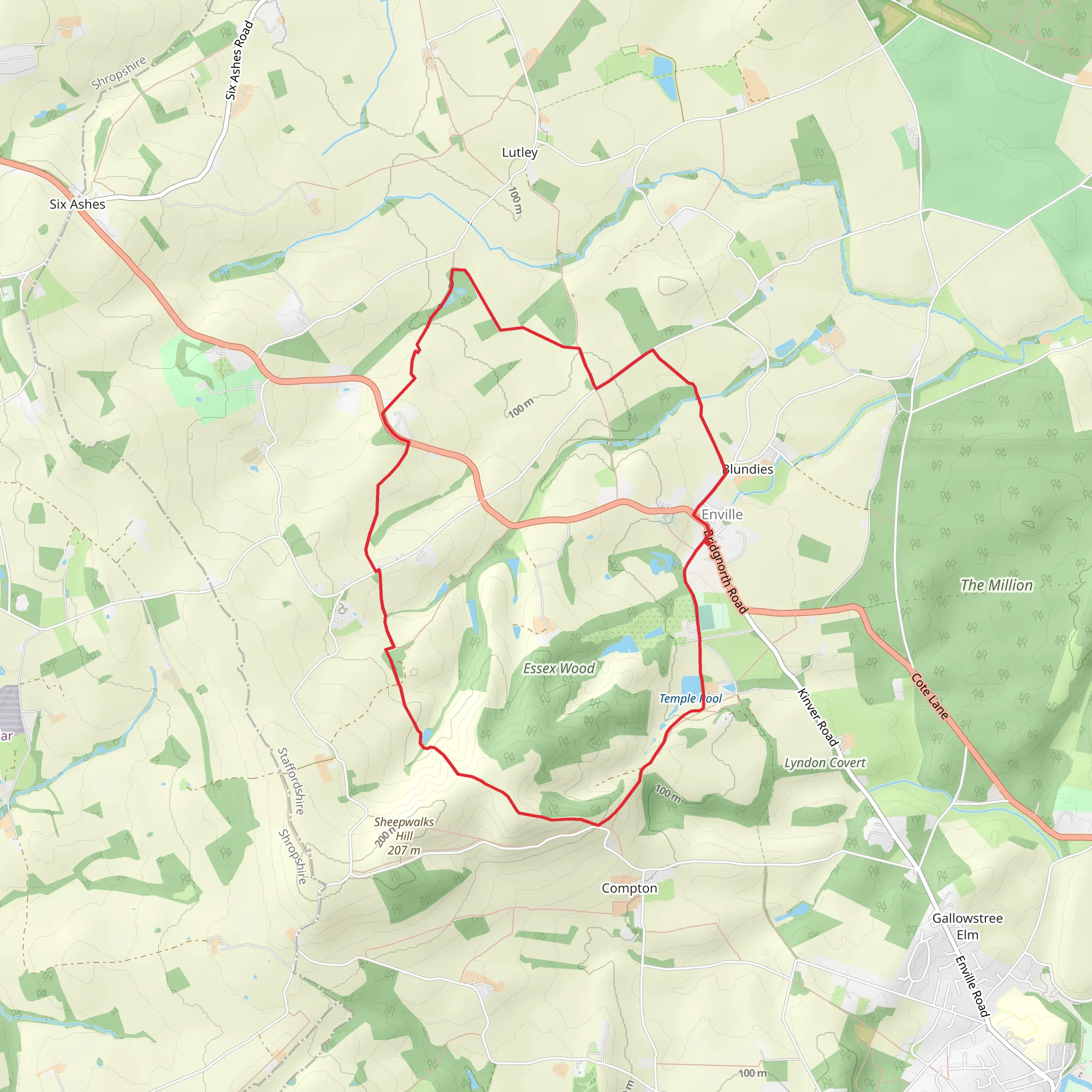 Priest Wood and Coxgreen Dingle Loop mobile static map