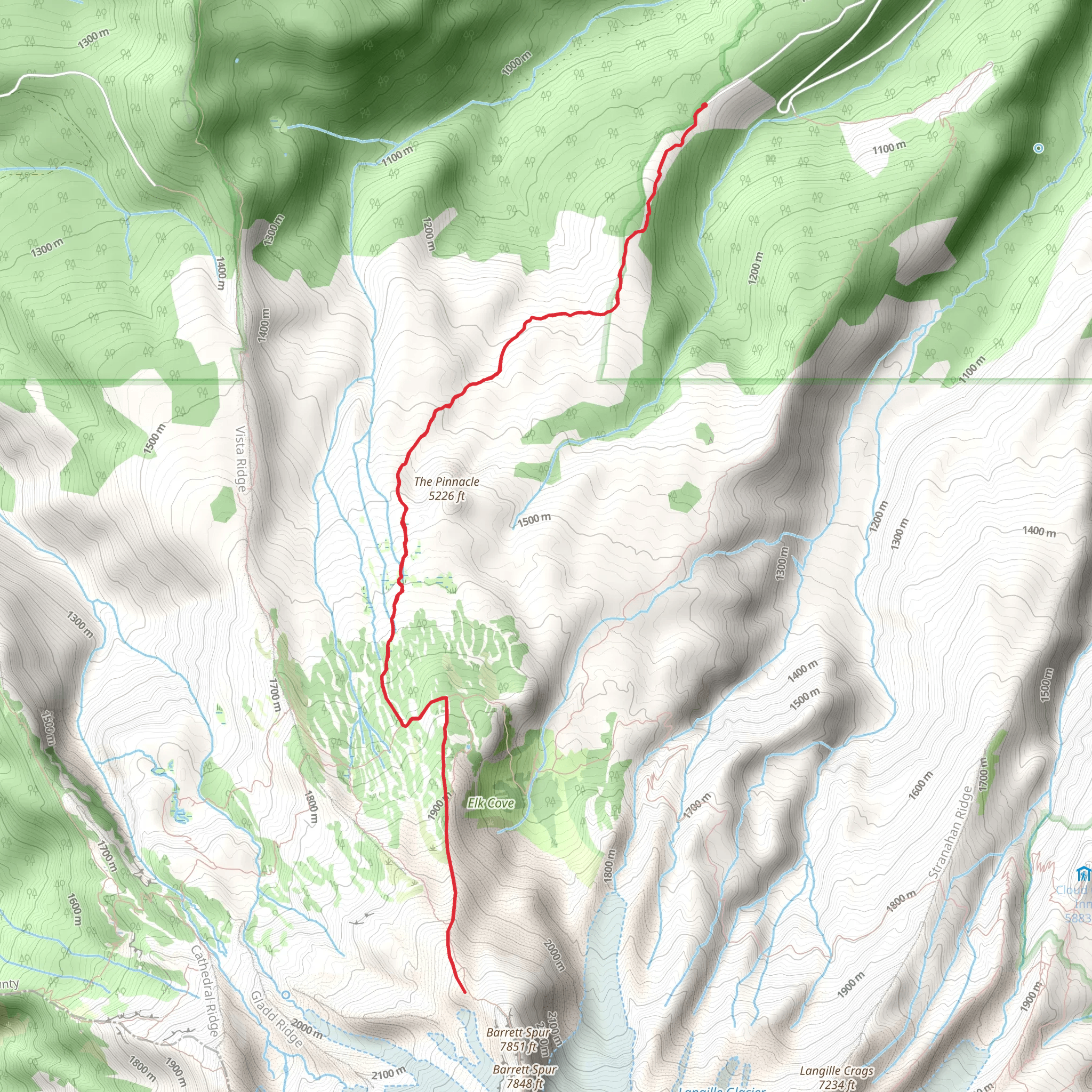 Barrett Spur Trail via Pinnacle Ridge Trail mobile static map