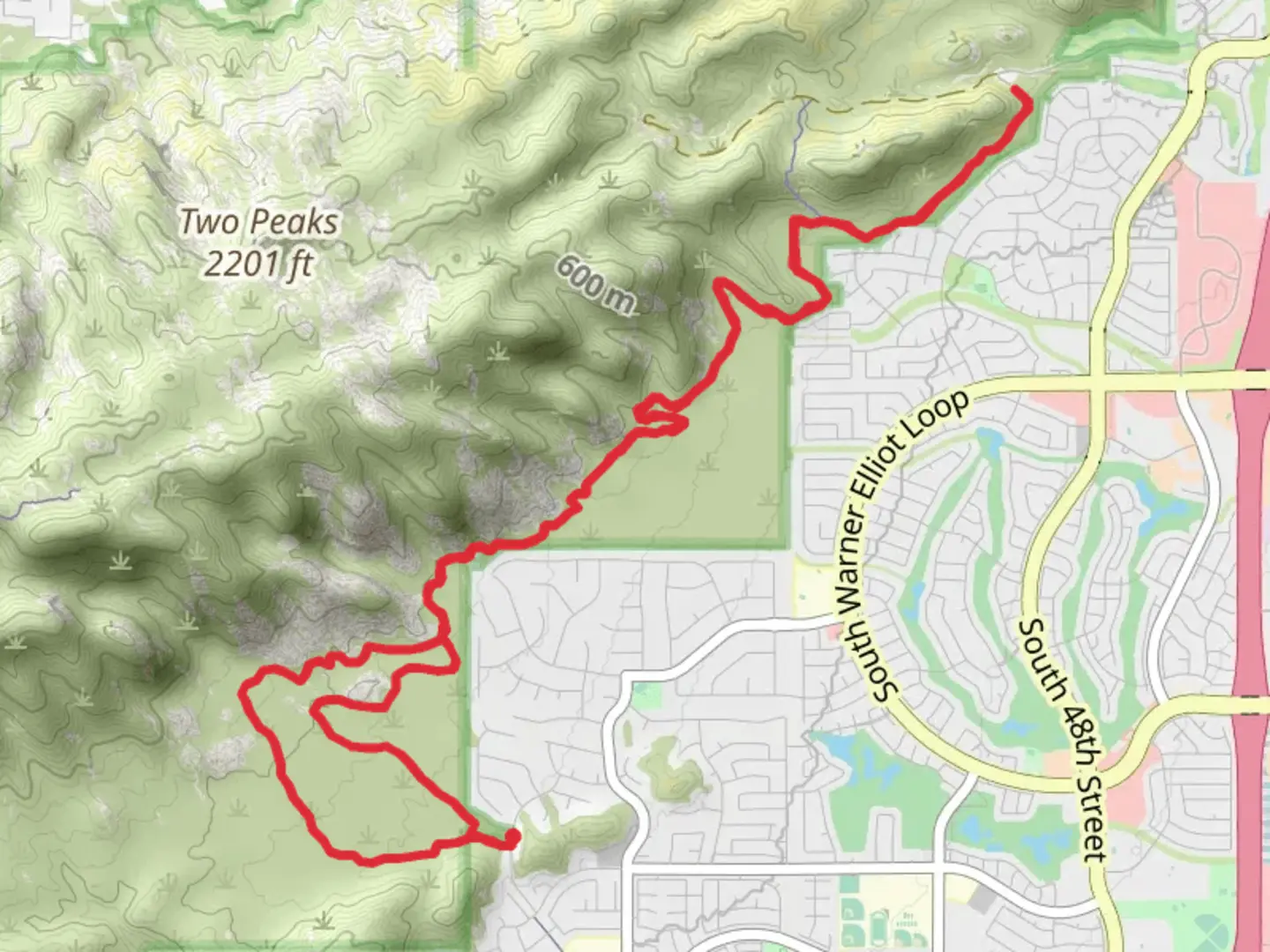 An image depicting the trail Warpaint South and Desert Classic Trail and its surrounding area.