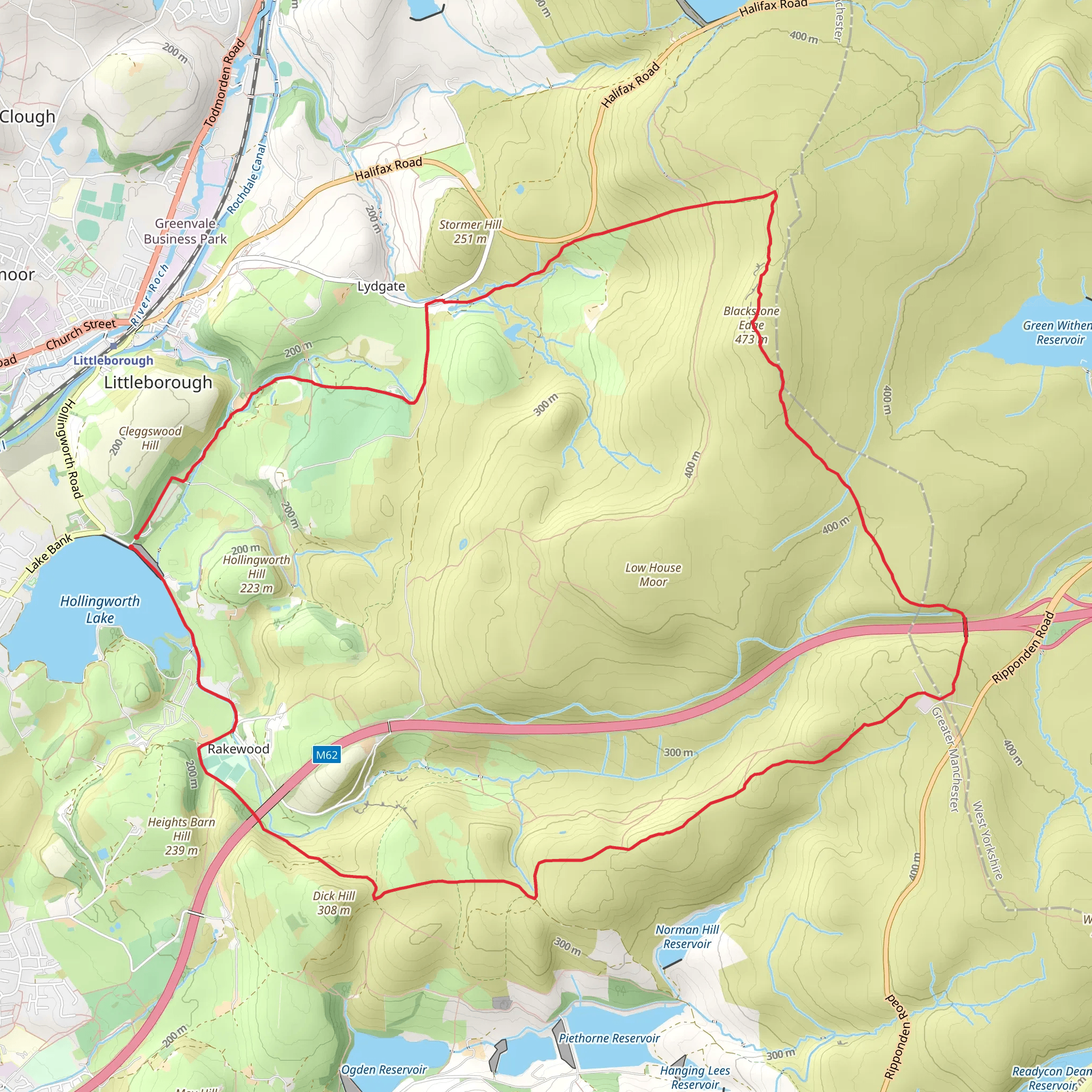 Blackstone Edge from Hollingworth Lake mobile static map