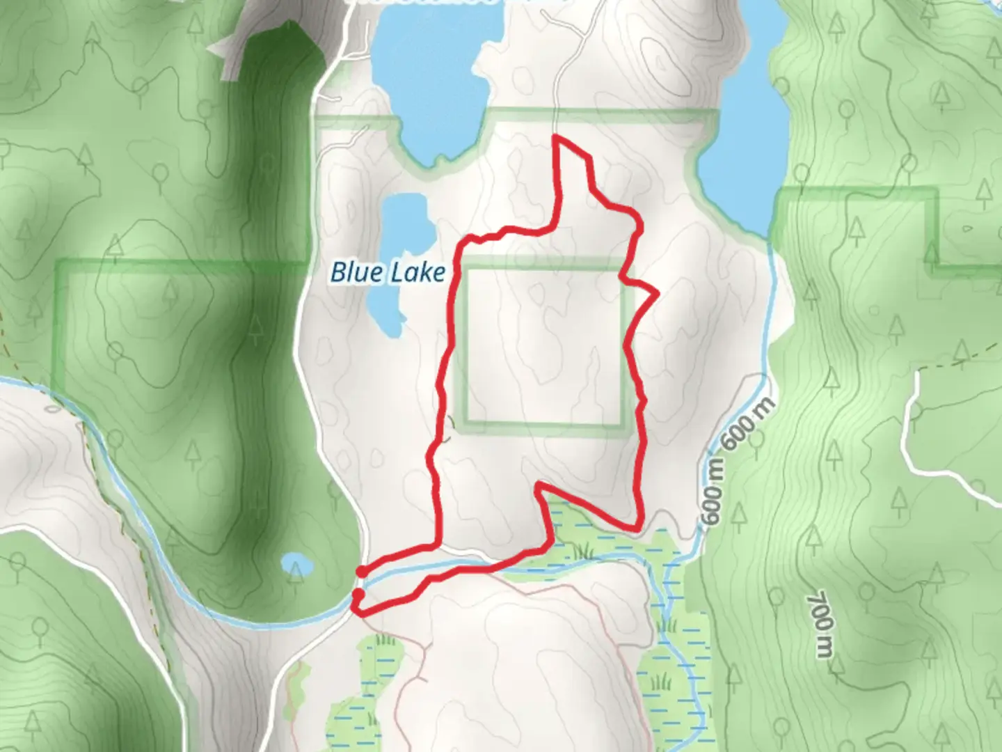An image depicting the trail Beaver Creek and Blue Lake Loop and its surrounding area.