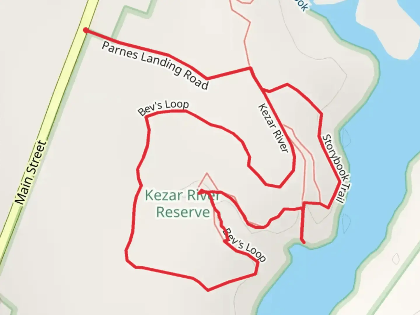 An image depicting the trail Kezar River View Loop and its surrounding area.