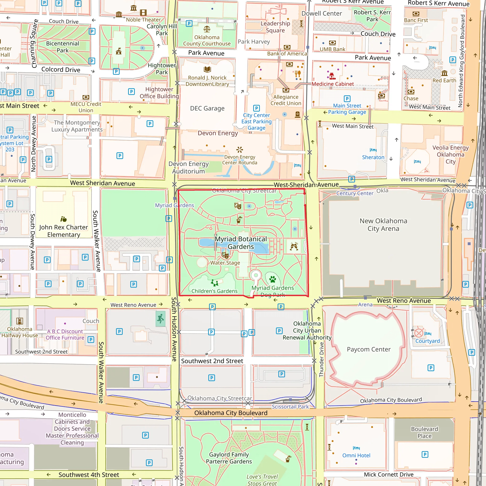 Myriad Botanical Gardens Loop mobile static map