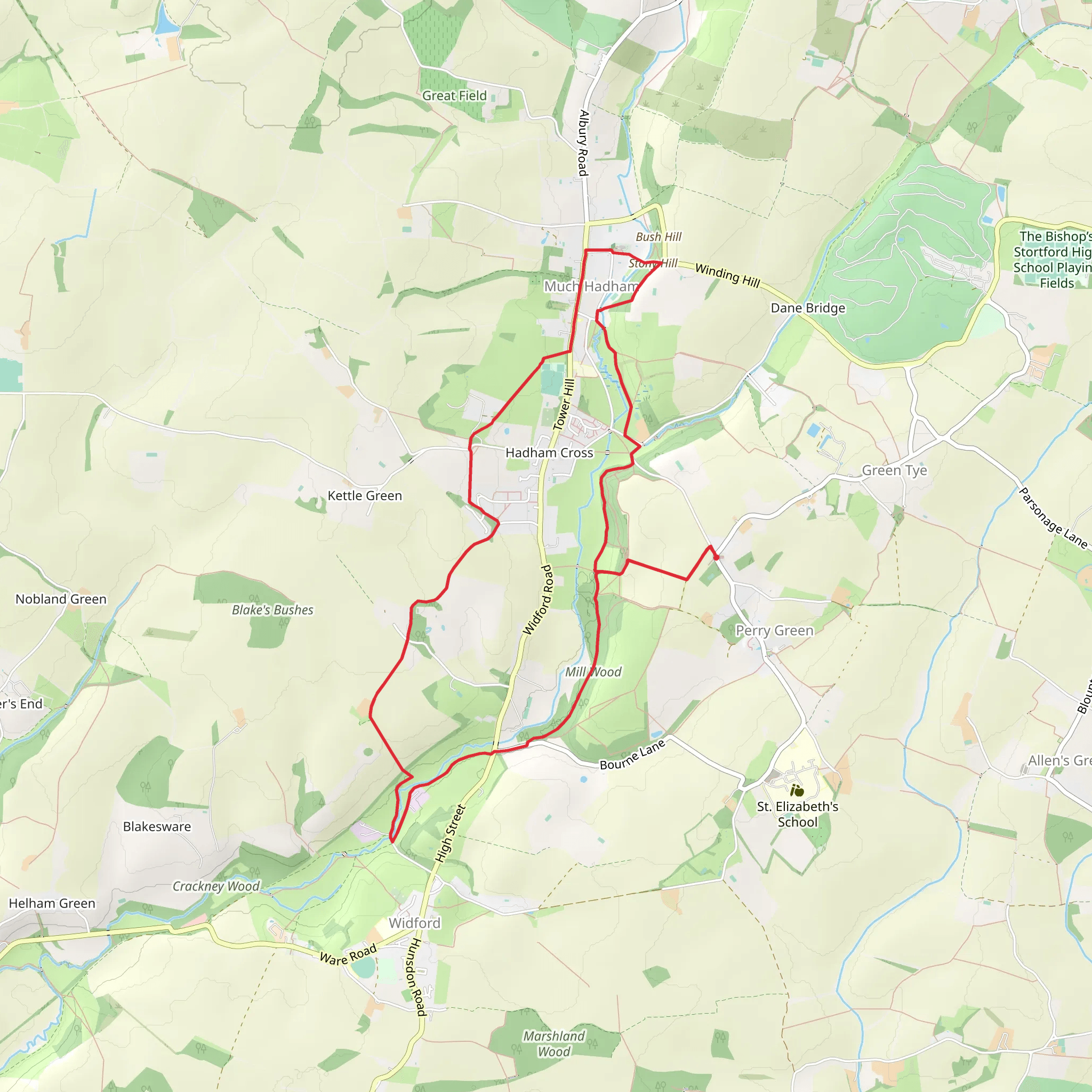Side Hill Wood, Stony Hill and Mill Wood Loop mobile static map