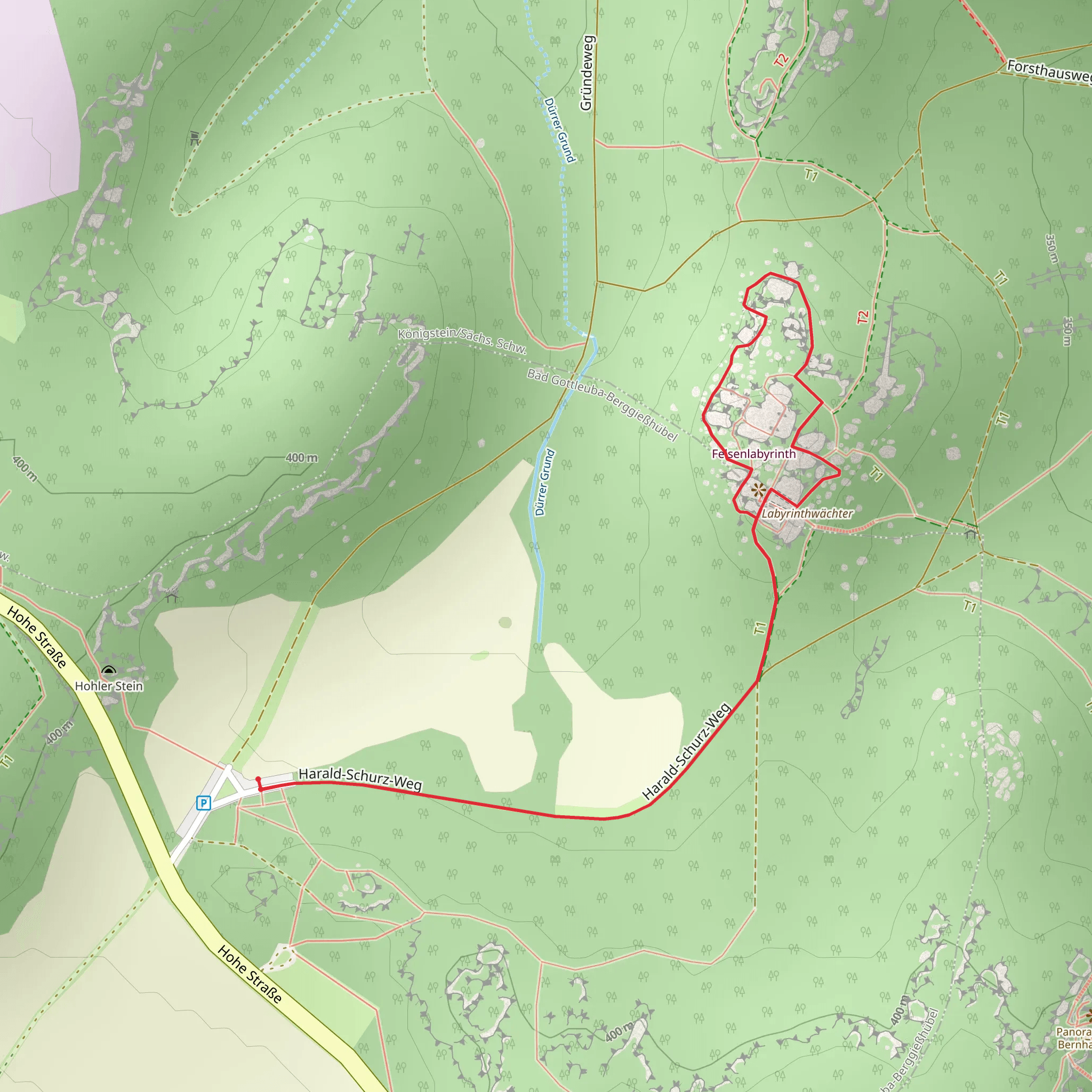 Felsenlabyrinth and Labyrinthwaechter viaGruener Punkt mobile static map