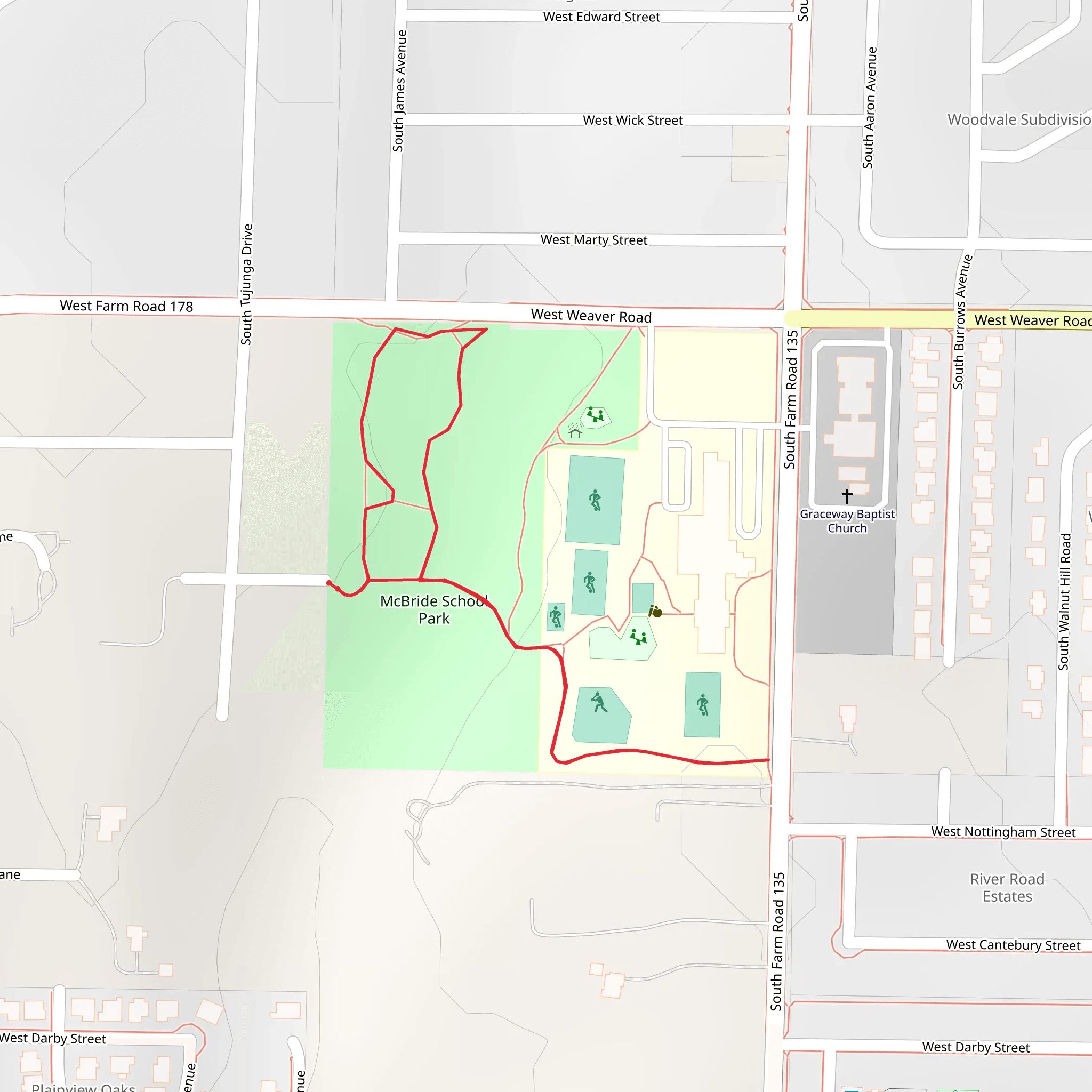 McBridle School Park Loop mobile static map