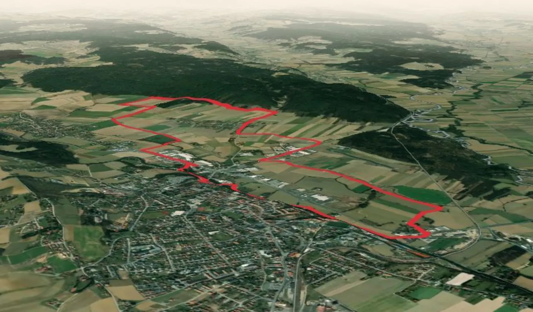 An image depicting the trail Fürstenfelder Speltenbachweg and its surrounding area.