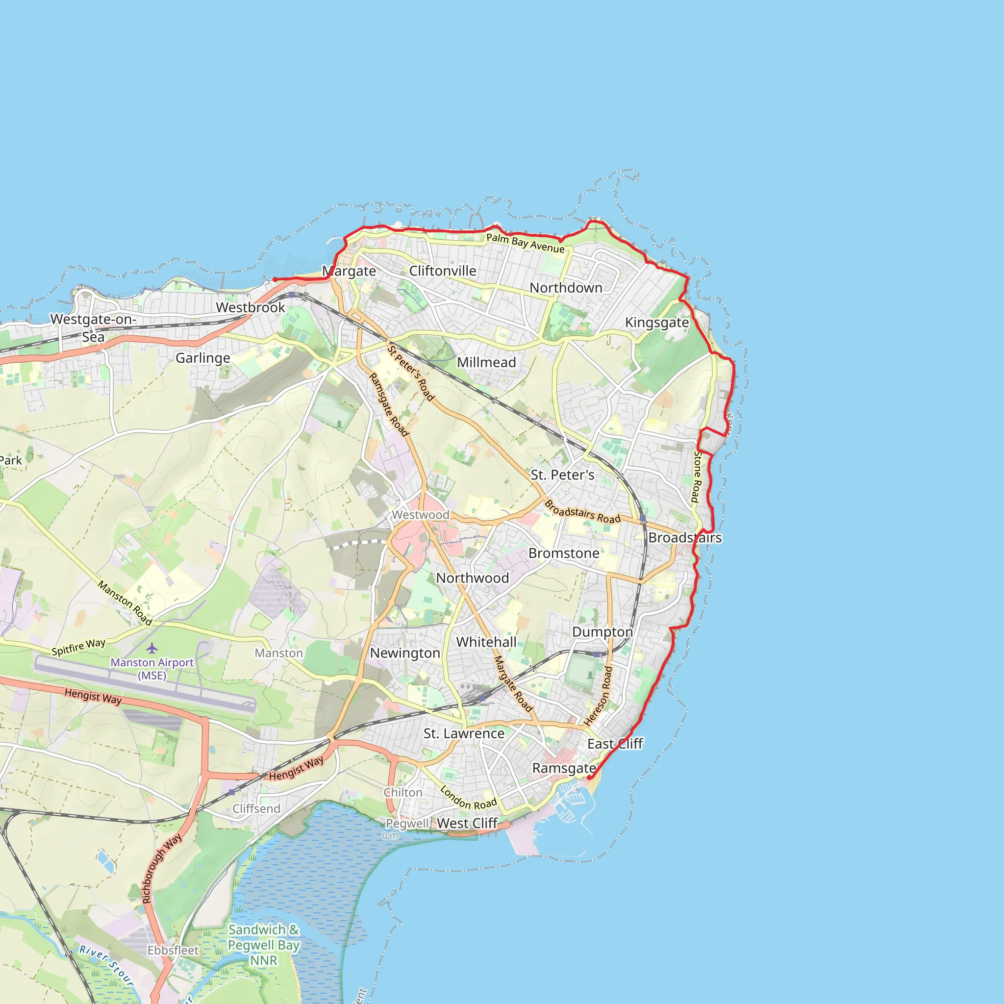 Ramsgate to Margate mobile static map