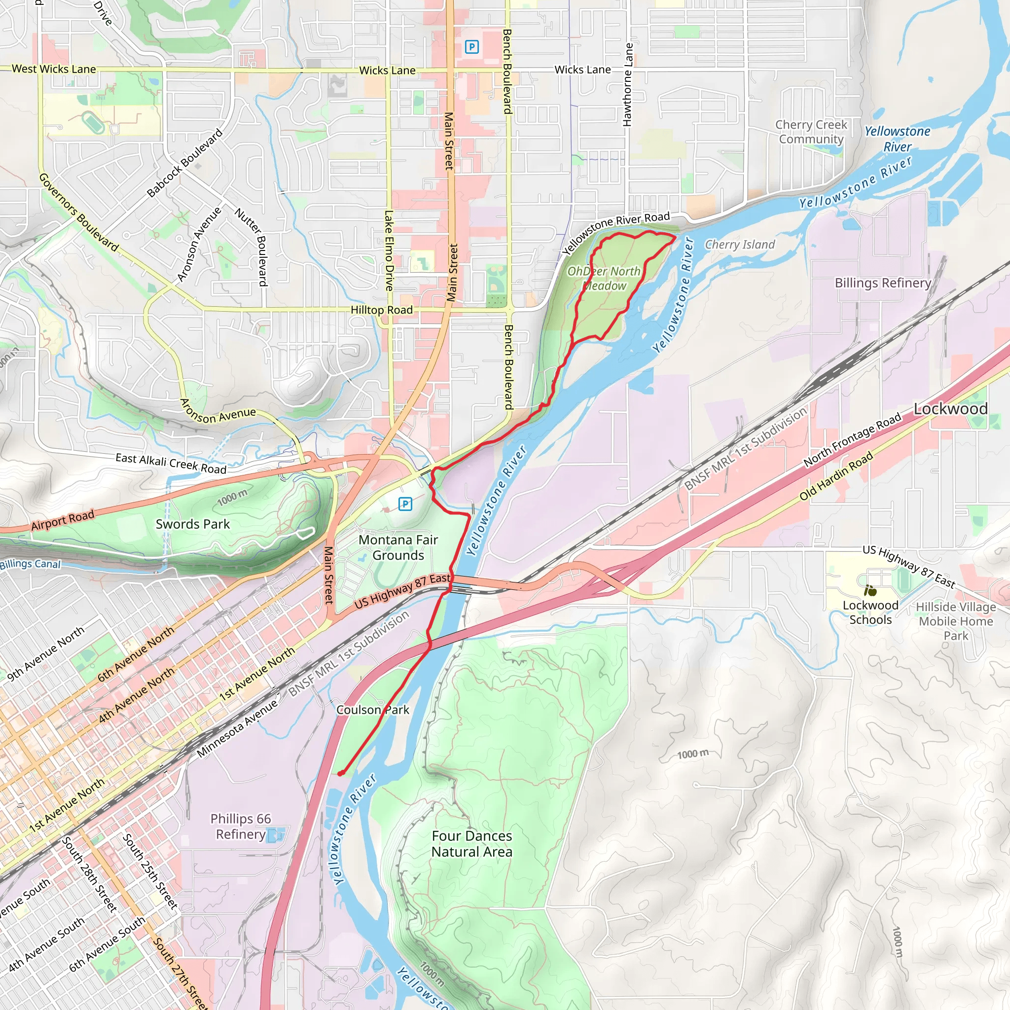 Yellowstone River and Two Moon Park mobile static map