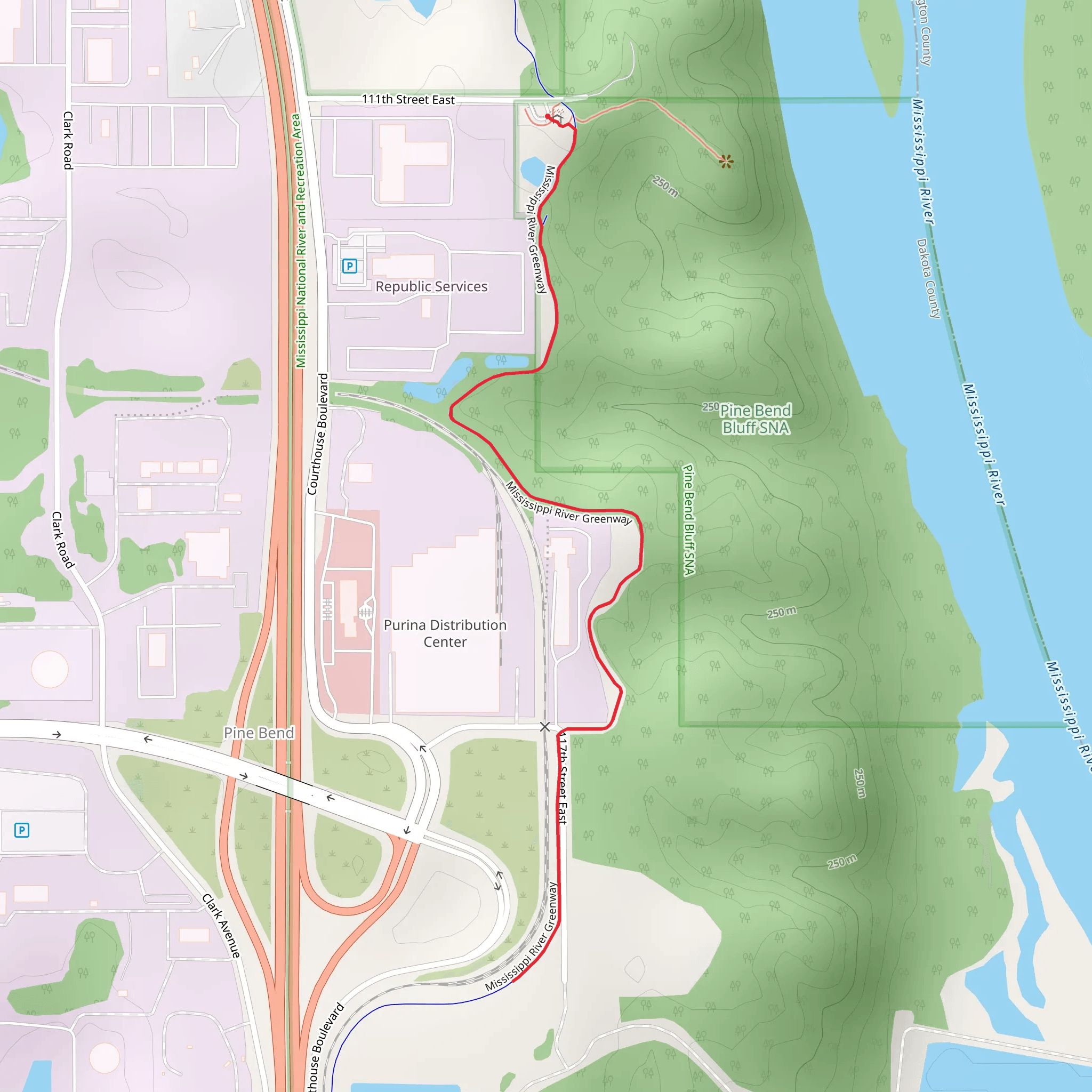 Mississippi River Short Trail from Clark Road mobile static map