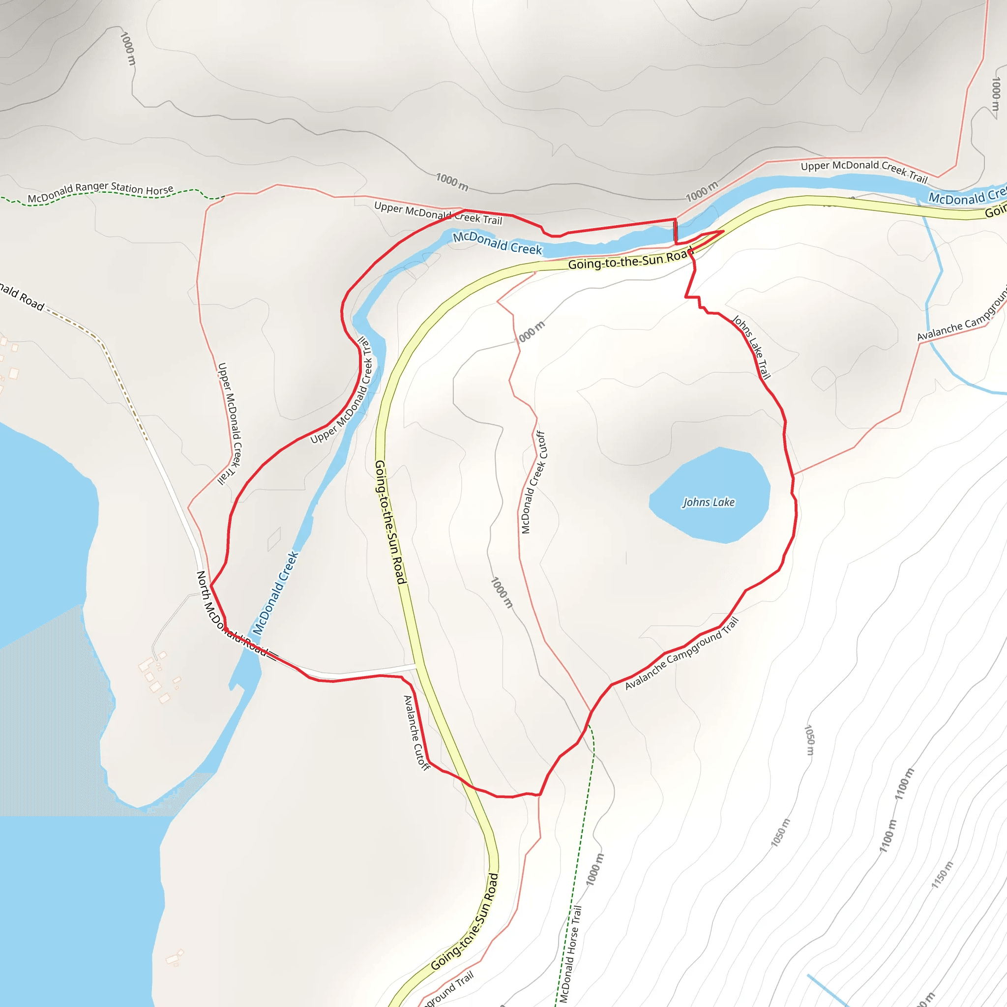 Johns Lake and McDonald Creek Loop mobile static map