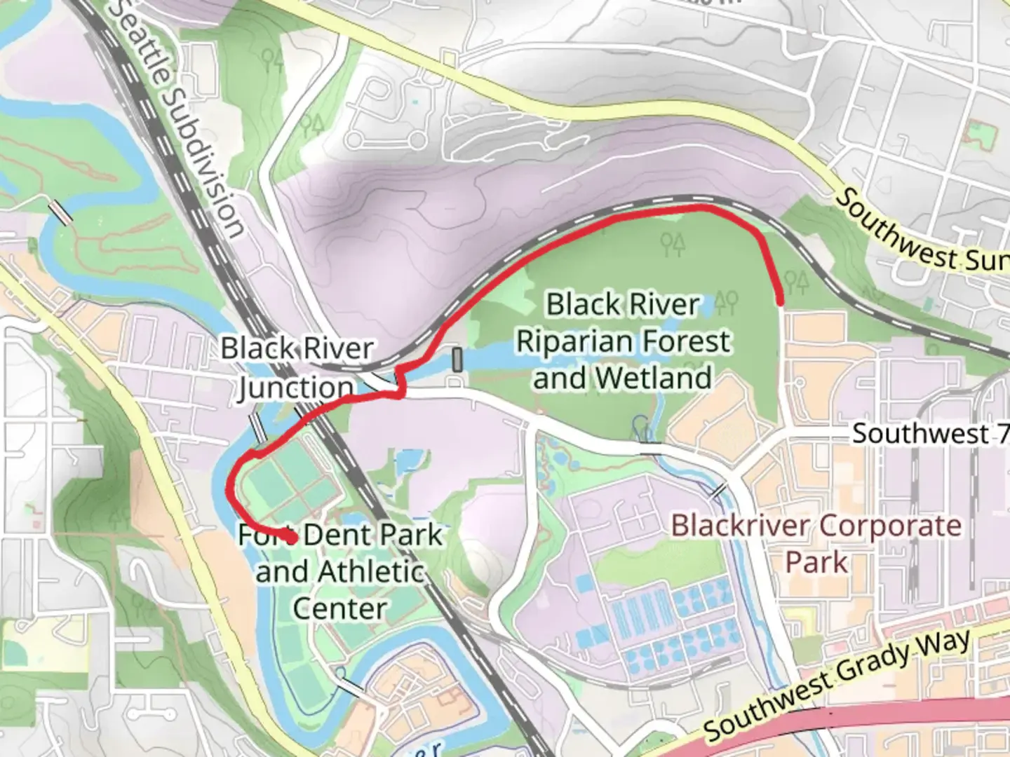An image depicting the trail Lake to Sound Trail and its surrounding area.