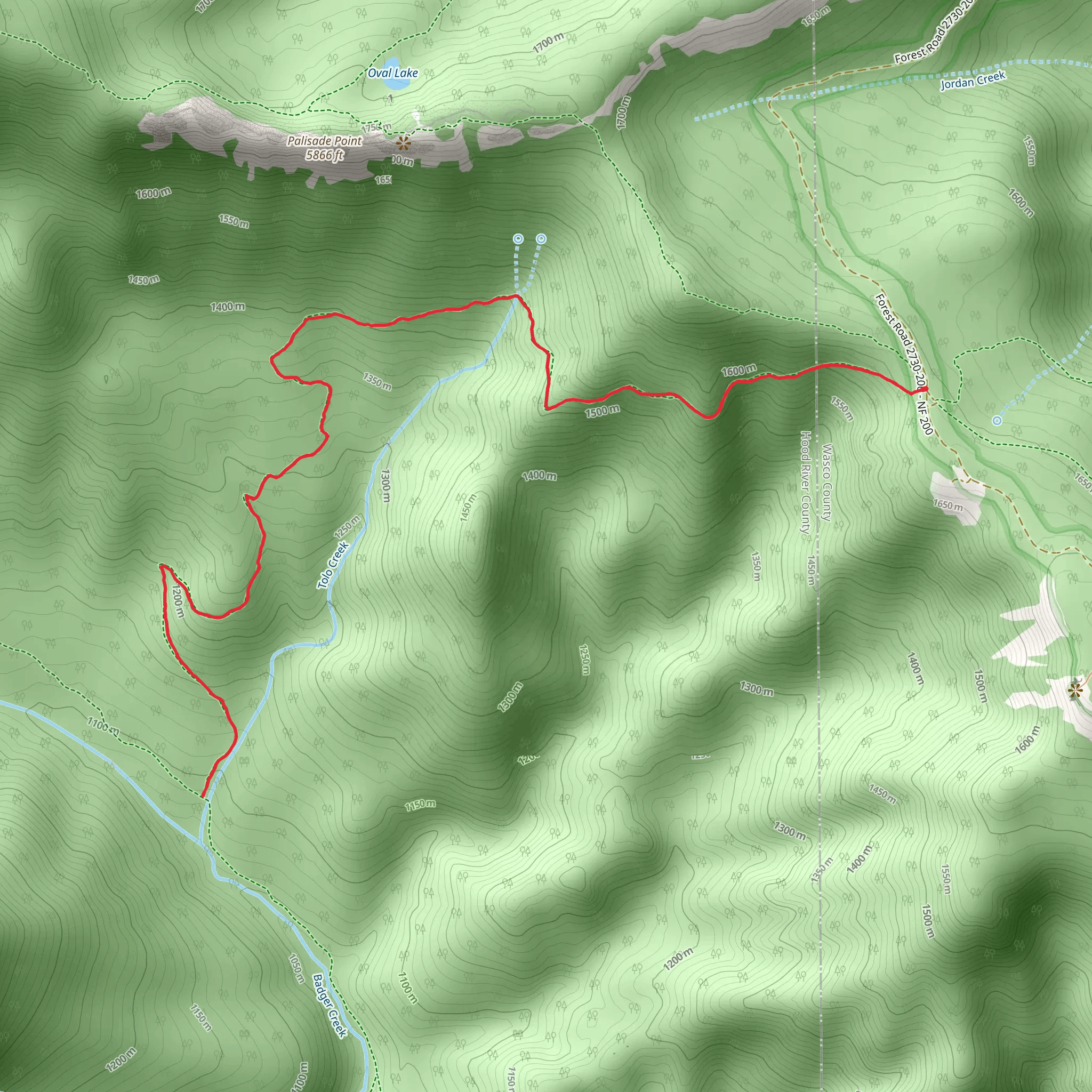 Badger Creek Cutoff Trail mobile static map