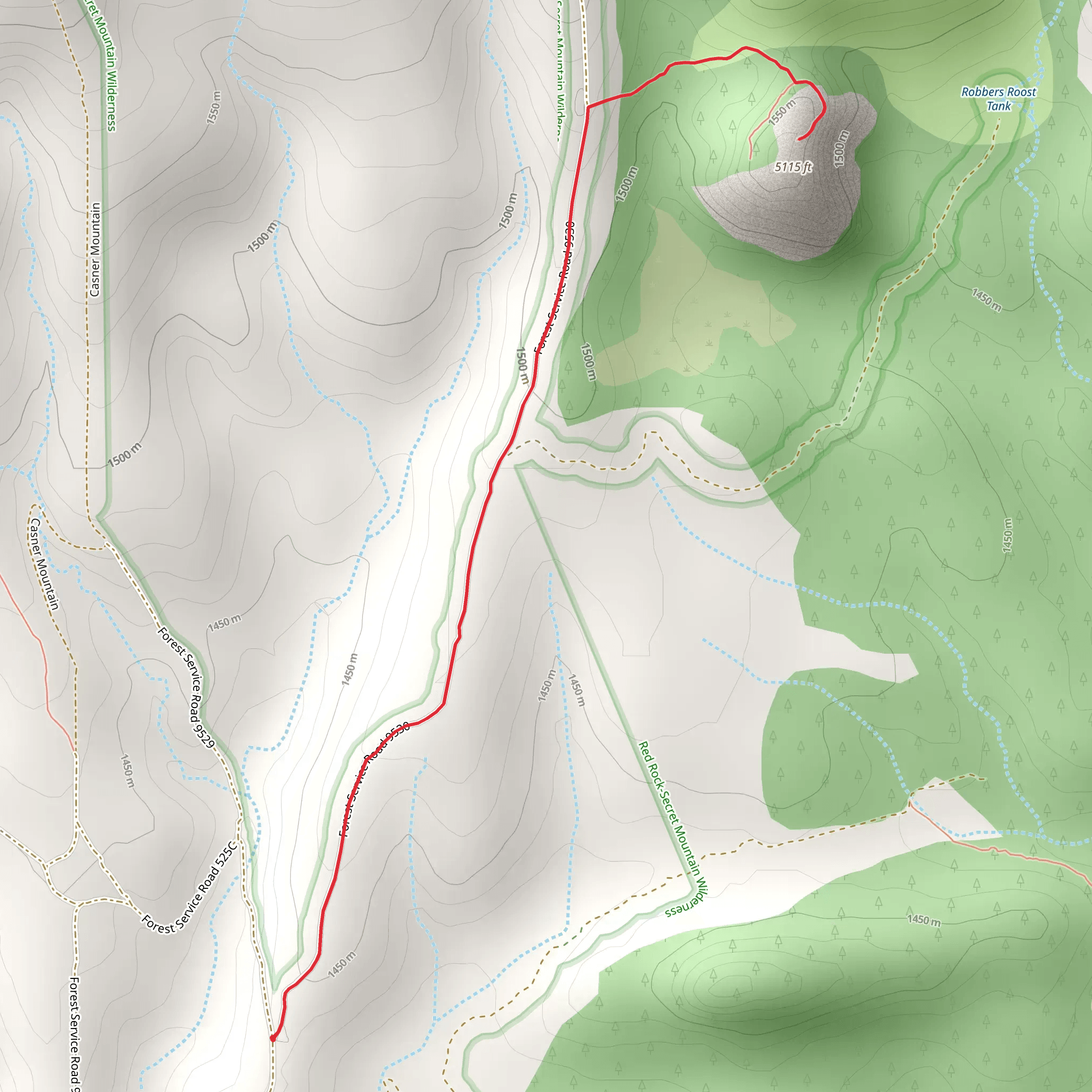 Robbers Roost Trail mobile static map