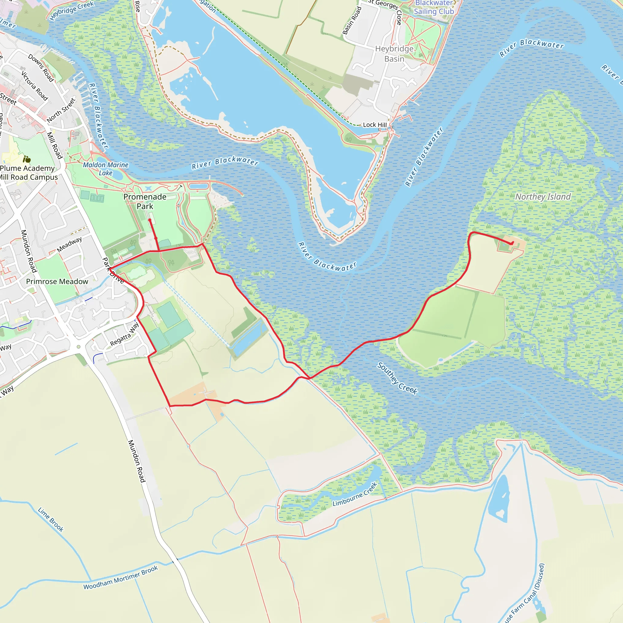 Northey Island Circular Walk - Maldon - Essex mobile static map