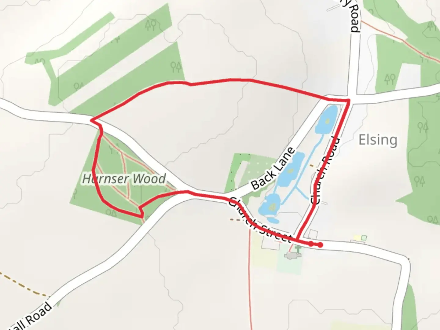 An image depicting the trail Heath Road and Harnser Wood Loop and its surrounding area.
