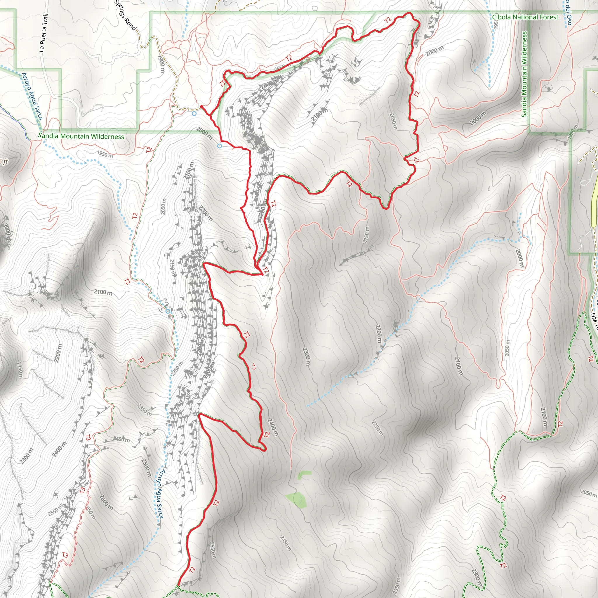 Sandia Crest Trail and Del Orno Trail Loop mobile static map