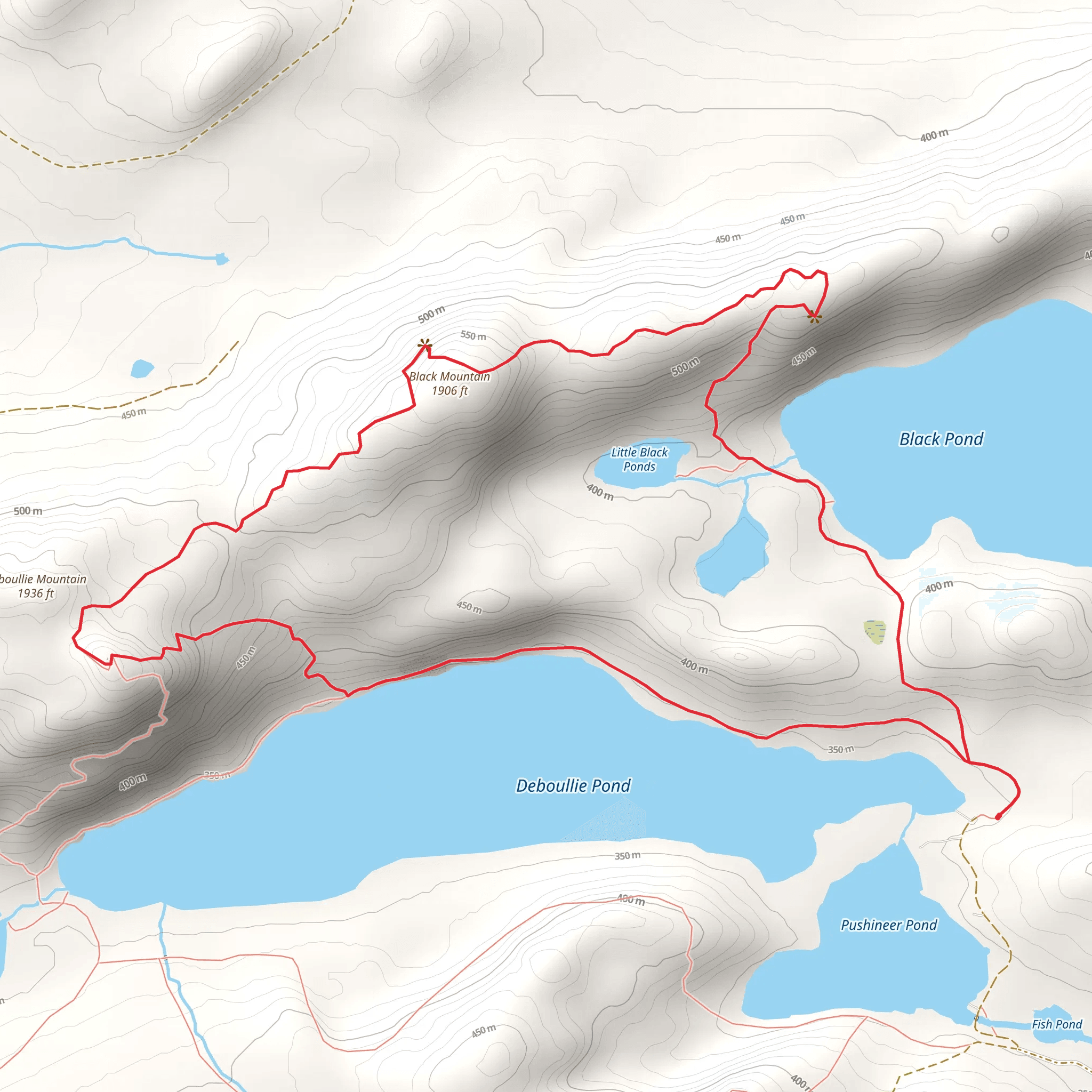 Black Mountain and Deboullie Mountain Loop via Black Pond mobile static map