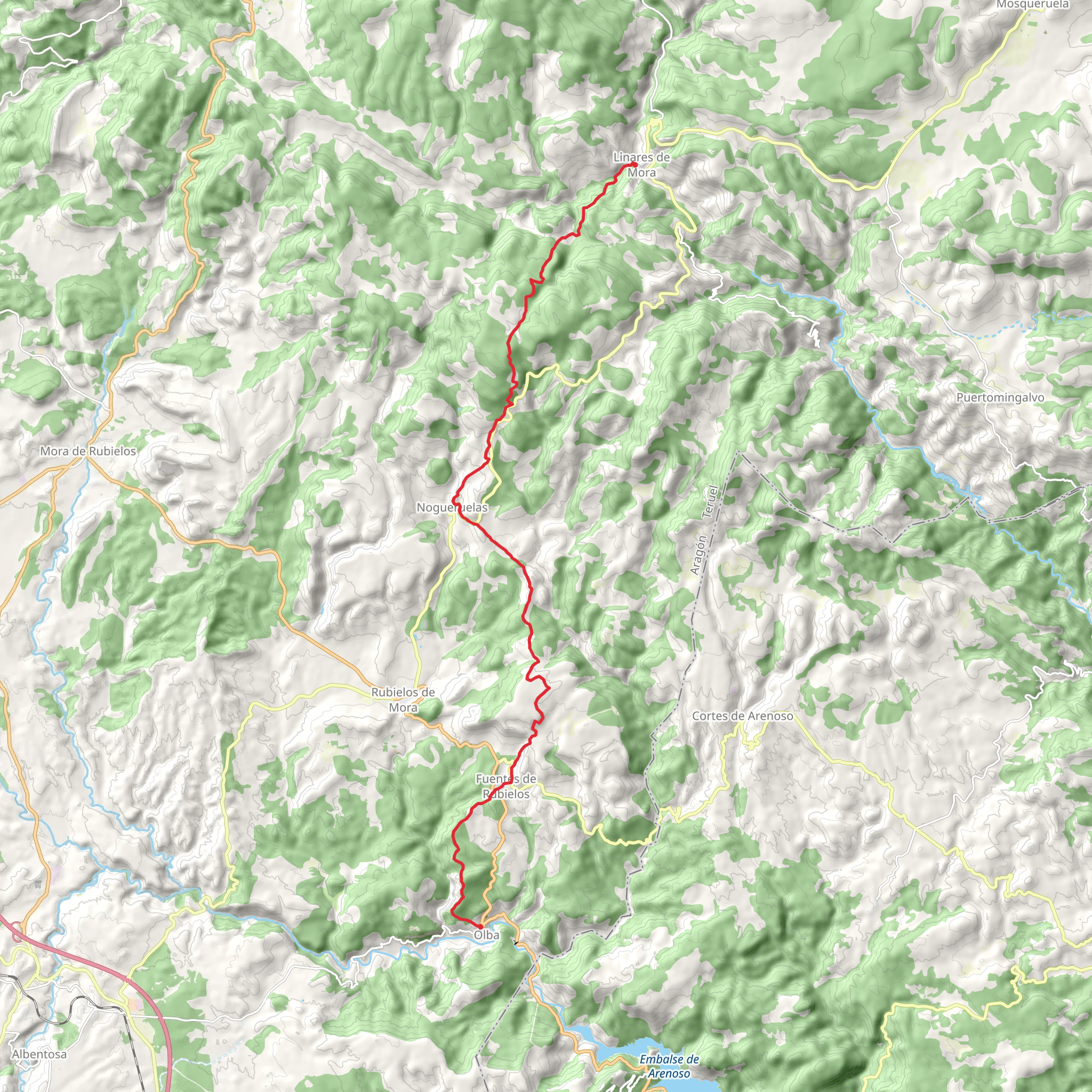 Linares de Mora - Olba PR TE 30 mobile static map