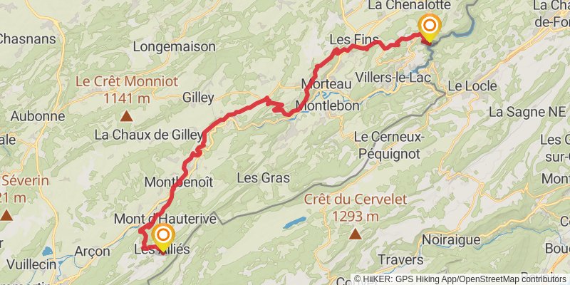 GR 509 - GTJ la Grande Traversée du Jura alt 1 Map