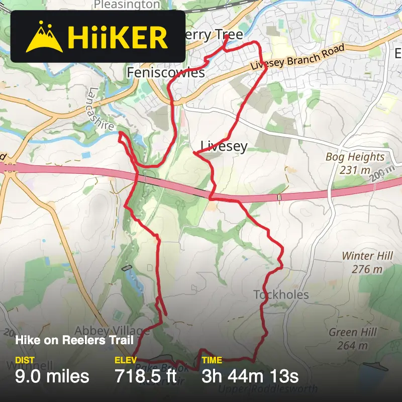 A map preview of the recording Hike on Reelers Trail.