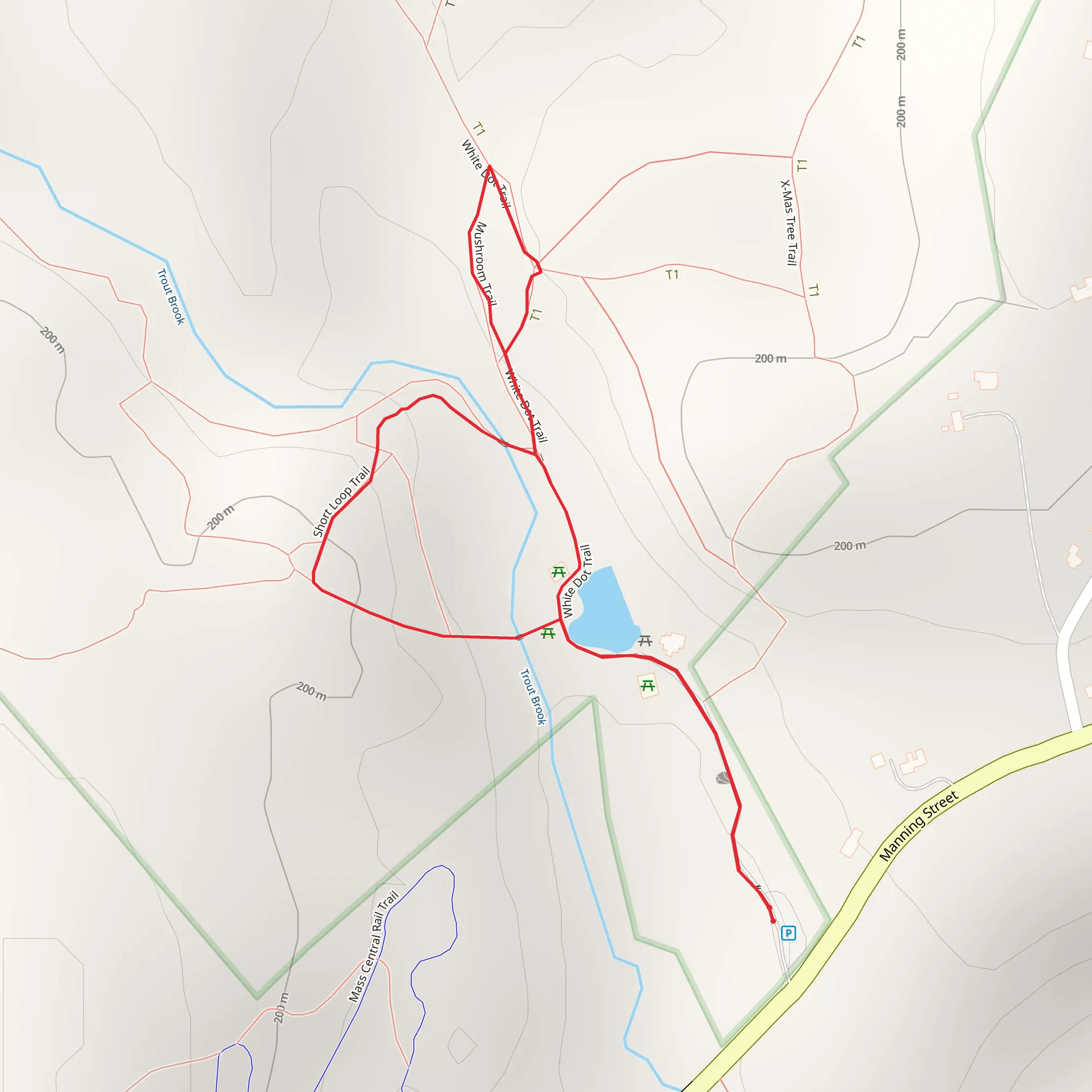 Trout Brook via Short Loop and White Dot Trail mobile static map
