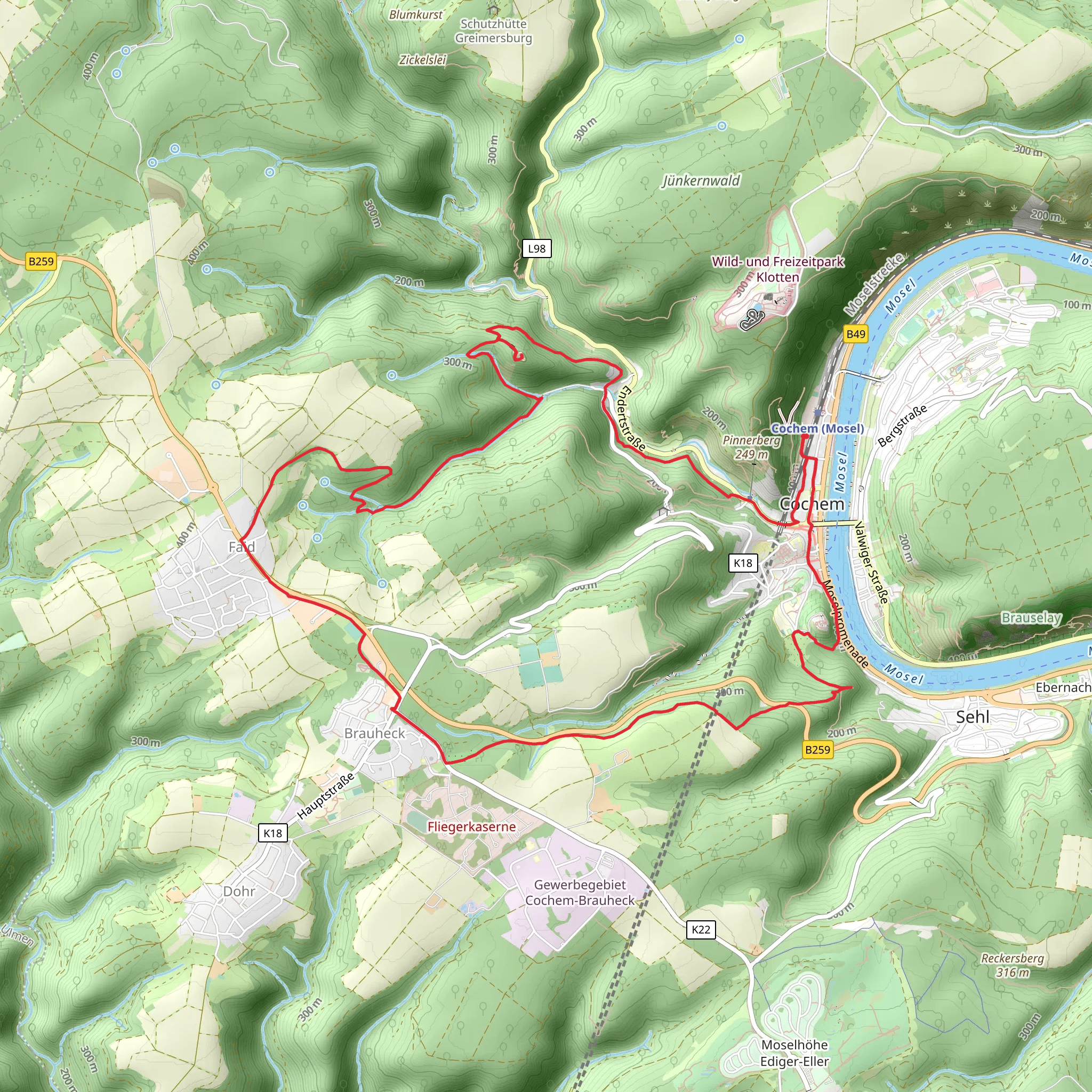Mosel via Moselhoehenweg and Alter Ritterweg mobile static map