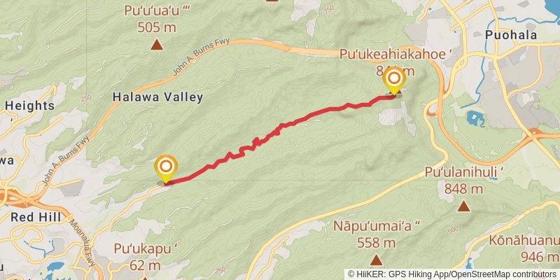 Ko'olau Summit Trail spur 4 Map