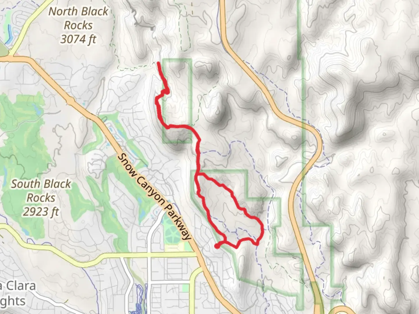An image depicting the trail Paradise Rim Trail and Turtle Wall Trail and its surrounding area.